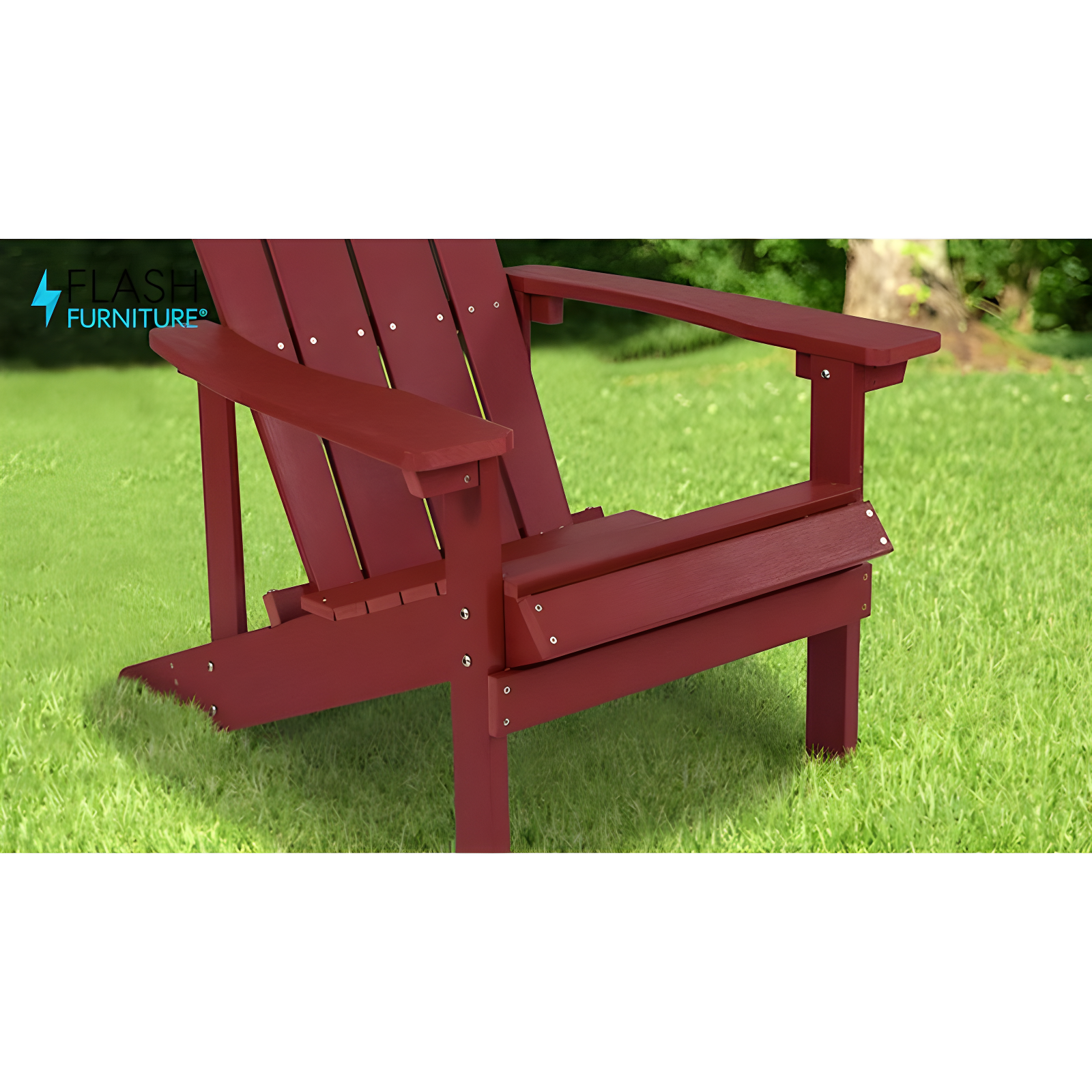 Flash Furniture Charlestown All-Weather Poly Resin Wood Adirondack Chair in Slate Gray