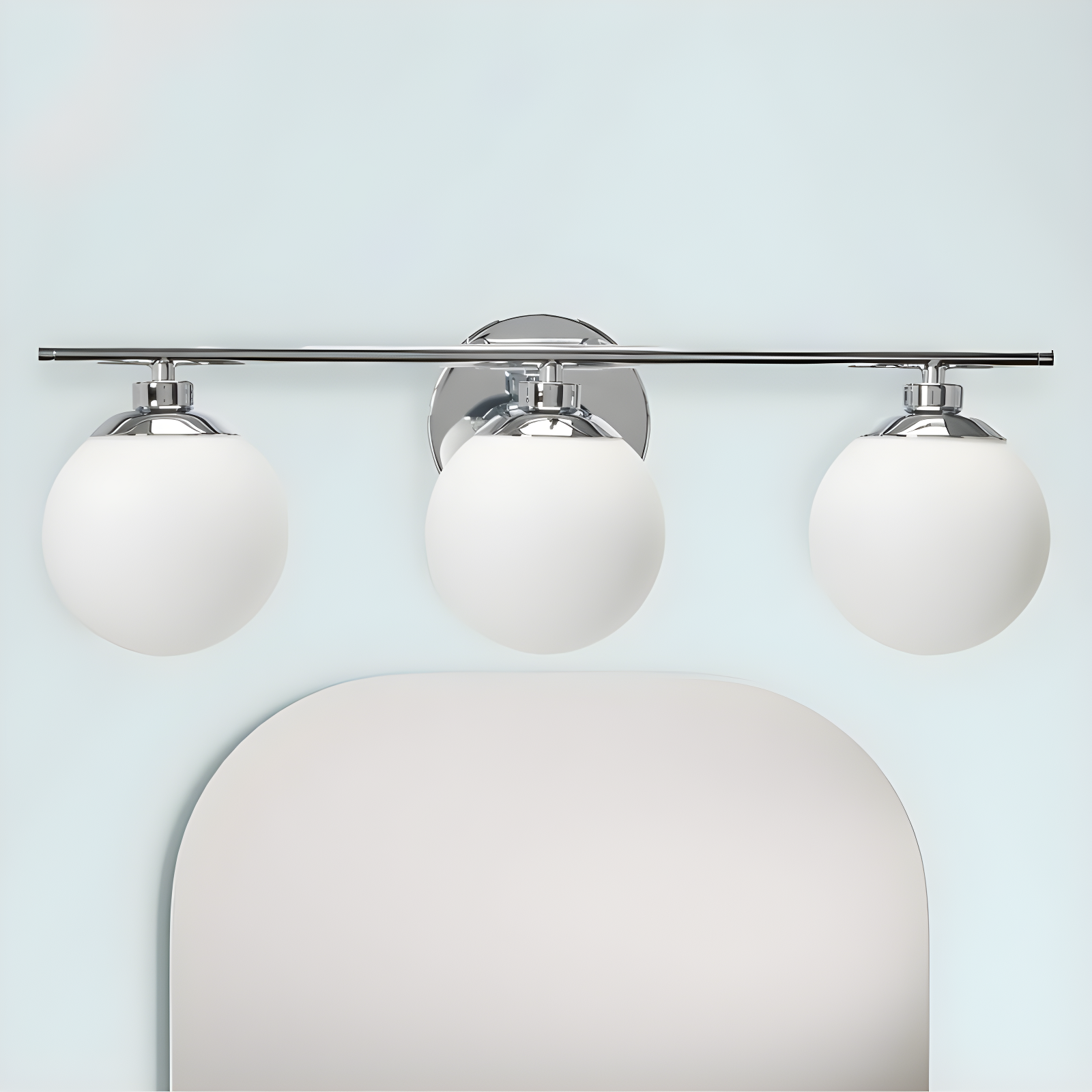 Robert Stevenson Lighting Lorne Metal and Frosted Glass 3-Light Vanity Light Chrome: ETL Listed, Modern Wall Fixture