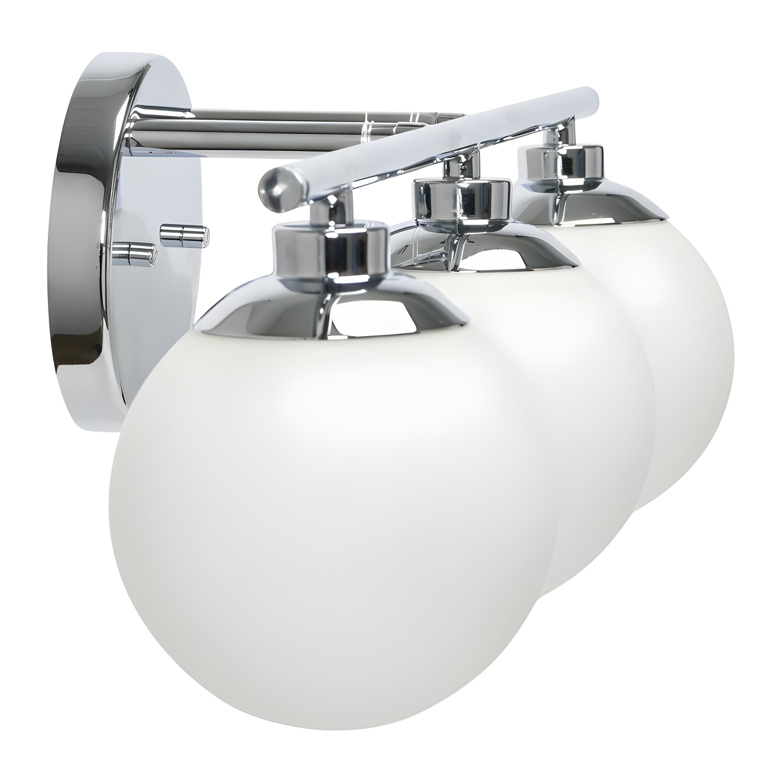 Robert Stevenson Lighting Lorne Metal and Frosted Glass 3-Light Vanity Light Chrome: ETL Listed, Modern Wall Fixture