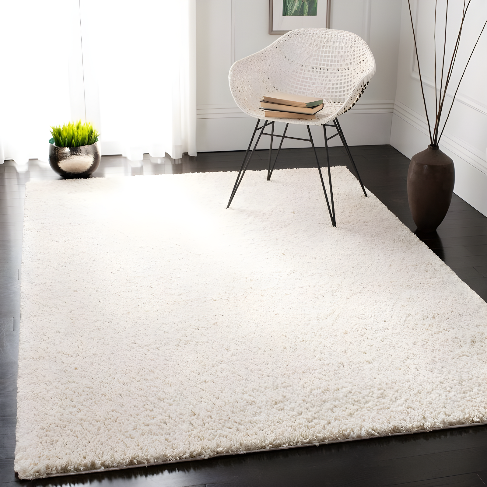August Shag 900 AUG900 Power Loomed Indoor Accent Rug - Ivory - 3'x5' - Safavieh