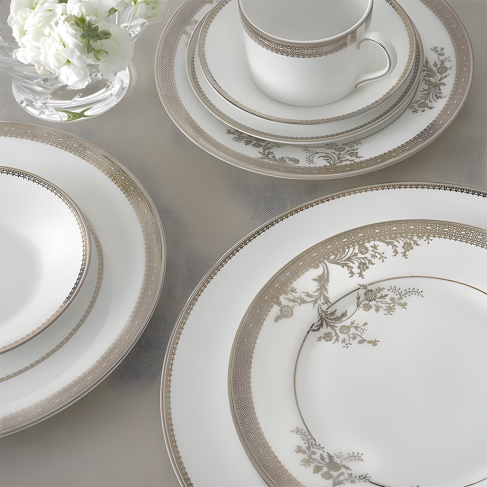 Vera Wang Lace Gold 5 Piece Bone China Place Setting, Service for 1