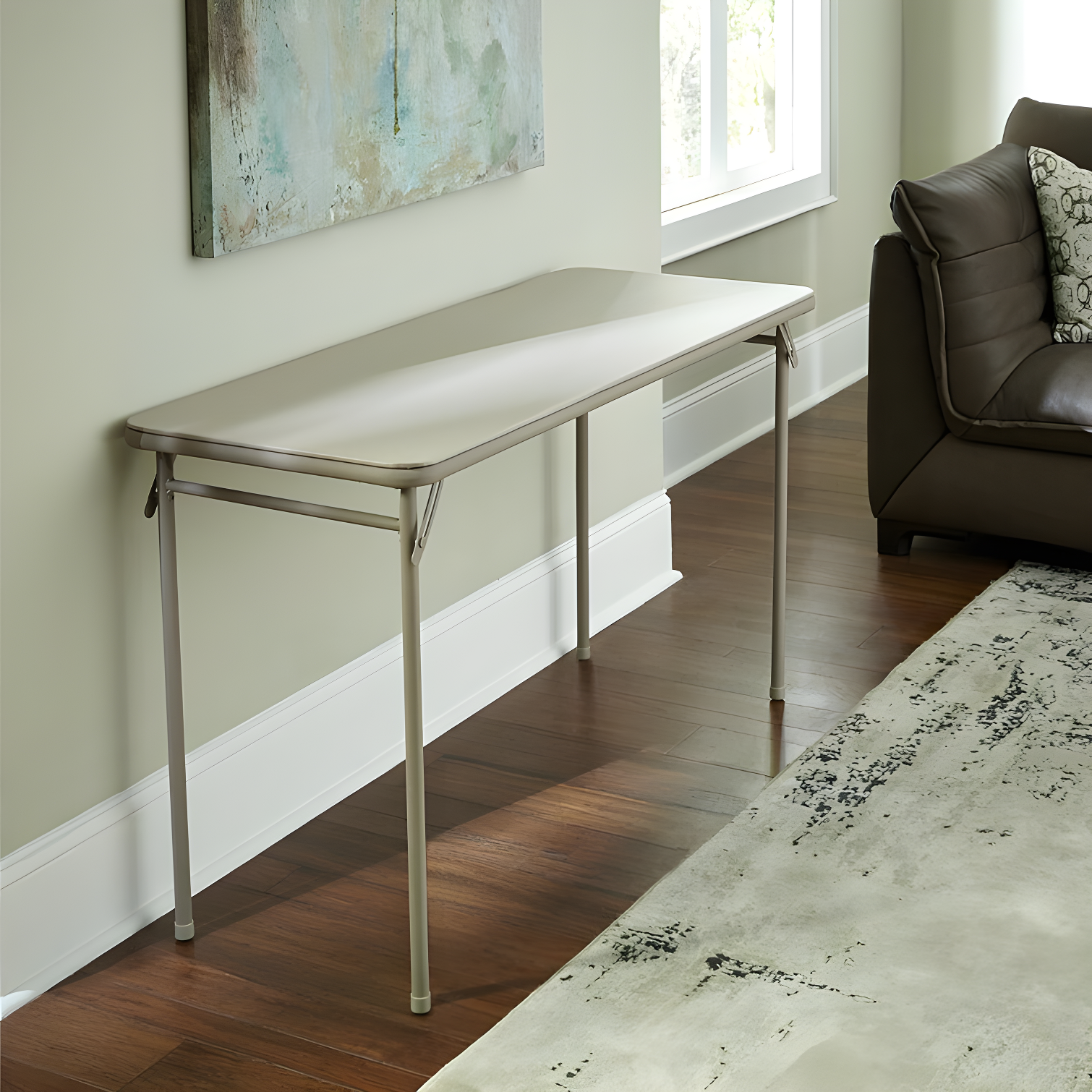 COSCO 20" x 48" Vinyl Top Serving Folding Table