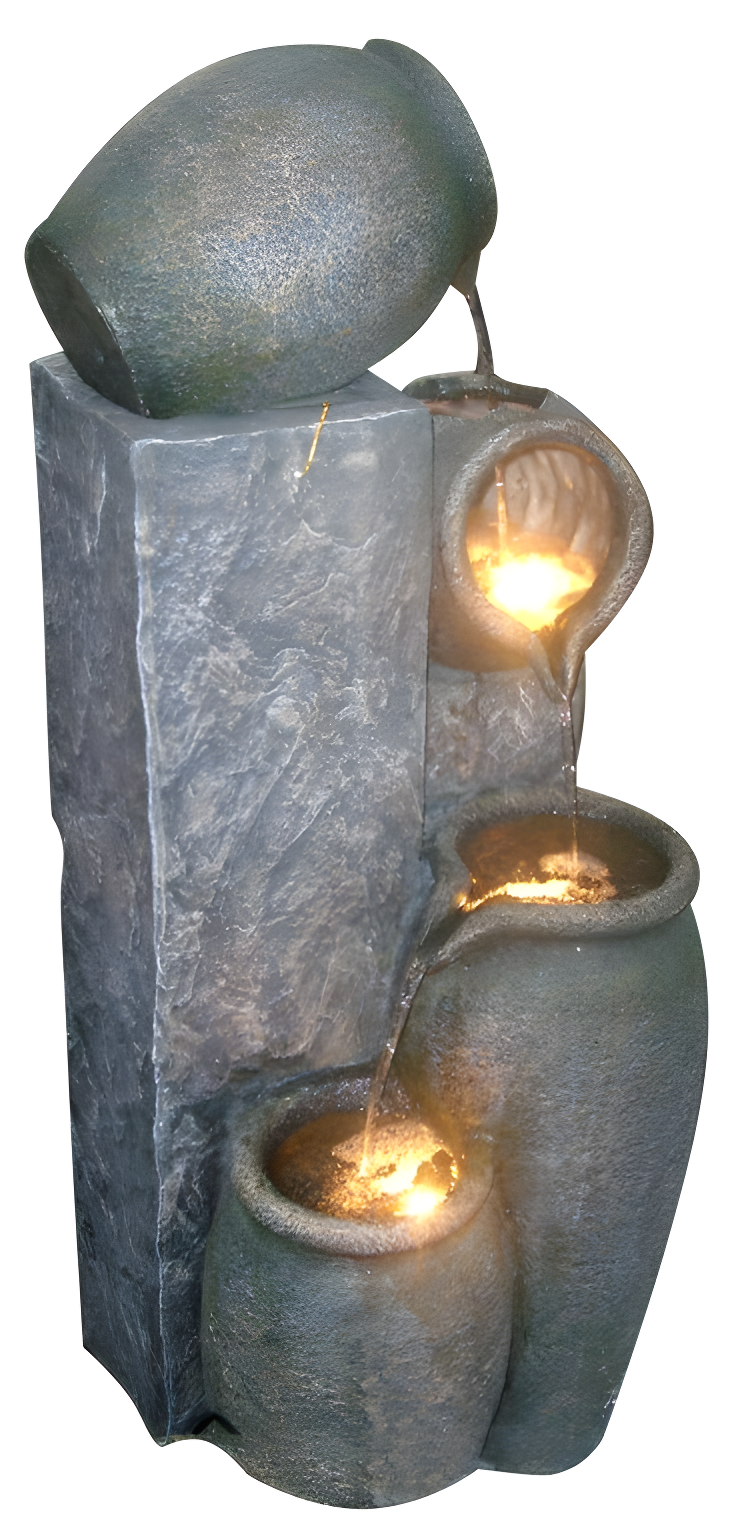 Alpine Weather Resistant Floor Fountain with Light