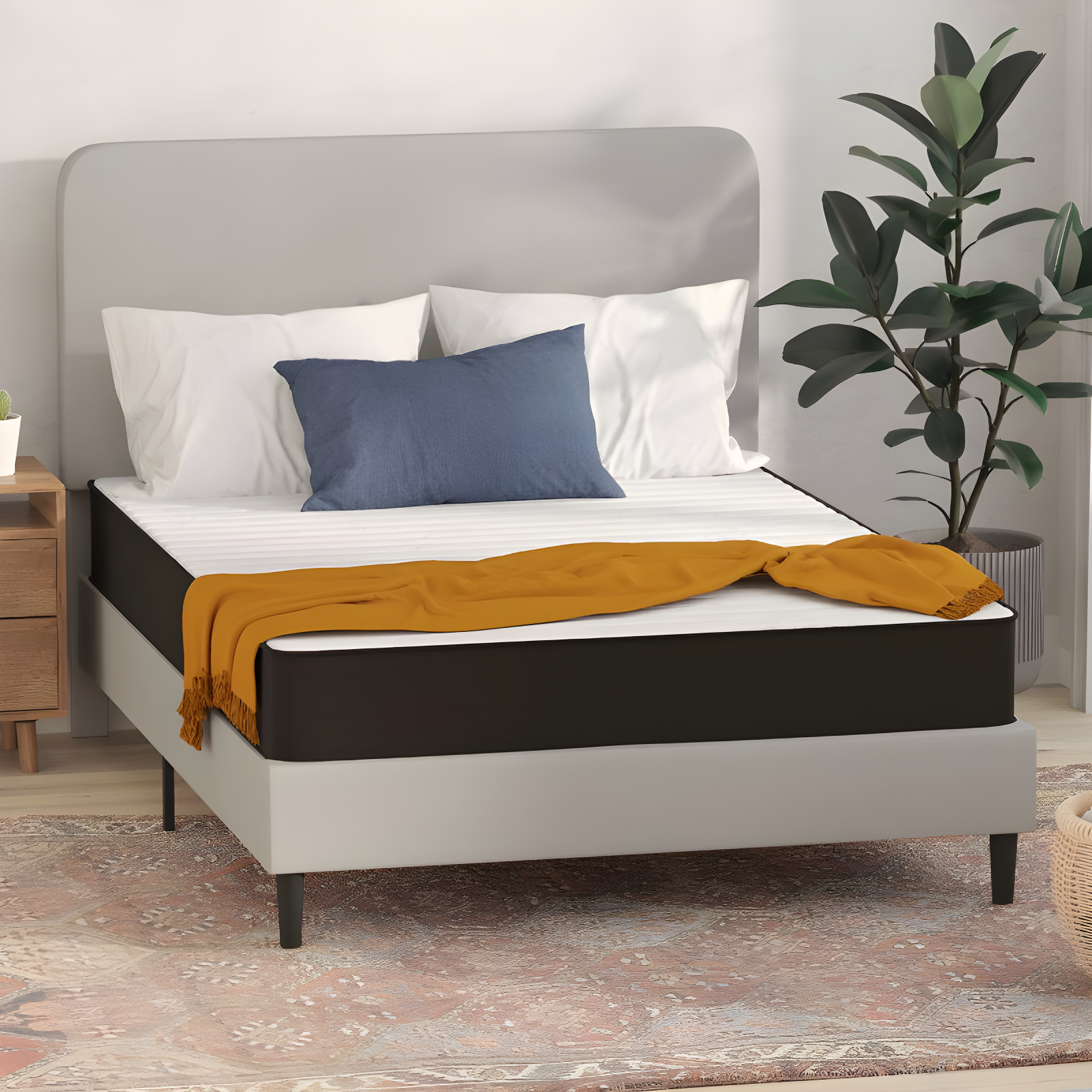 Flash Furniture Capri Comfortable Sleep 8 Inch CertiPUR-US Certified Foam and Innerspring Hybrid Mattress, Full Mattress in a Box