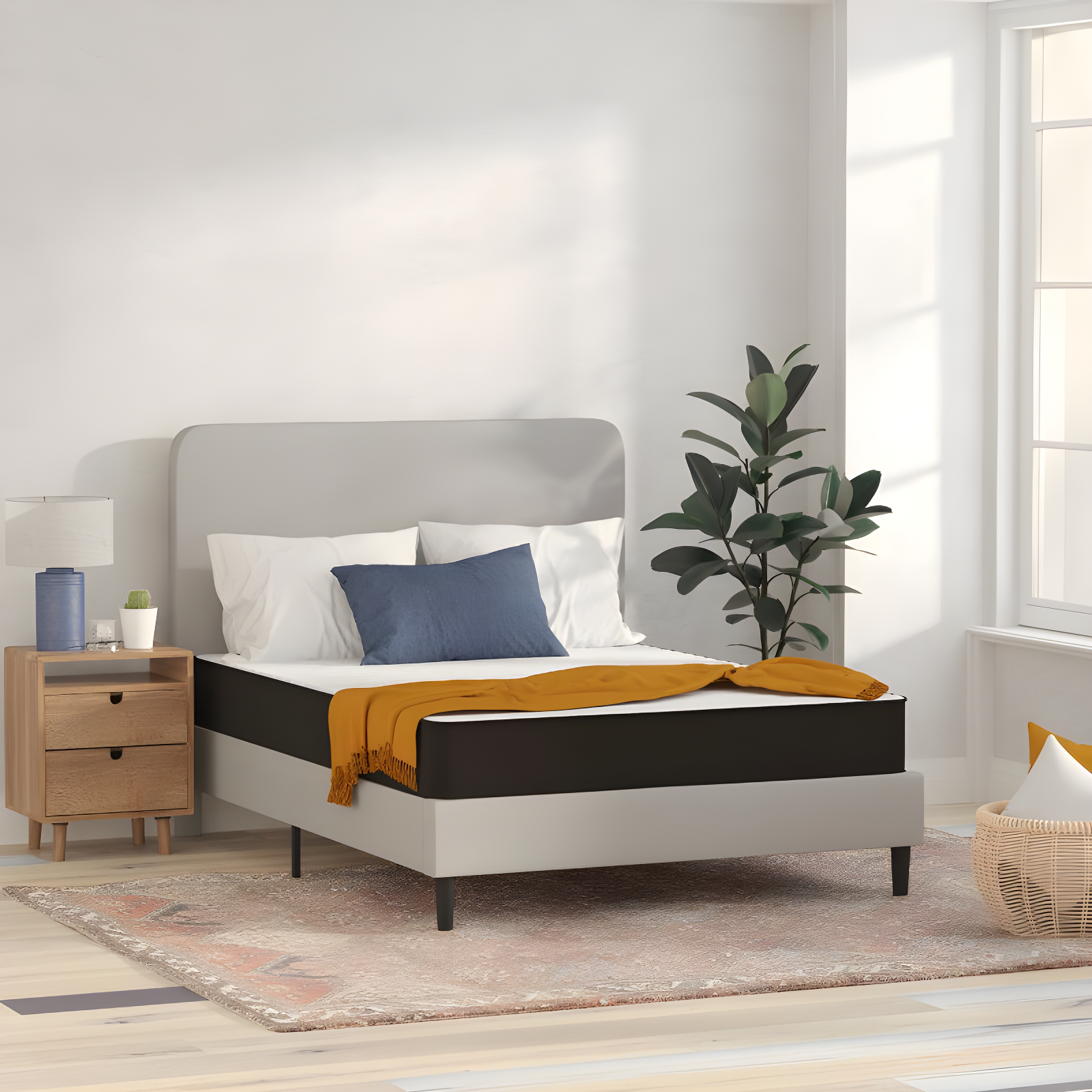 Flash Furniture Capri Comfortable Sleep 8 Inch CertiPUR-US Certified Foam and Innerspring Hybrid Mattress, Full Mattress in a Box