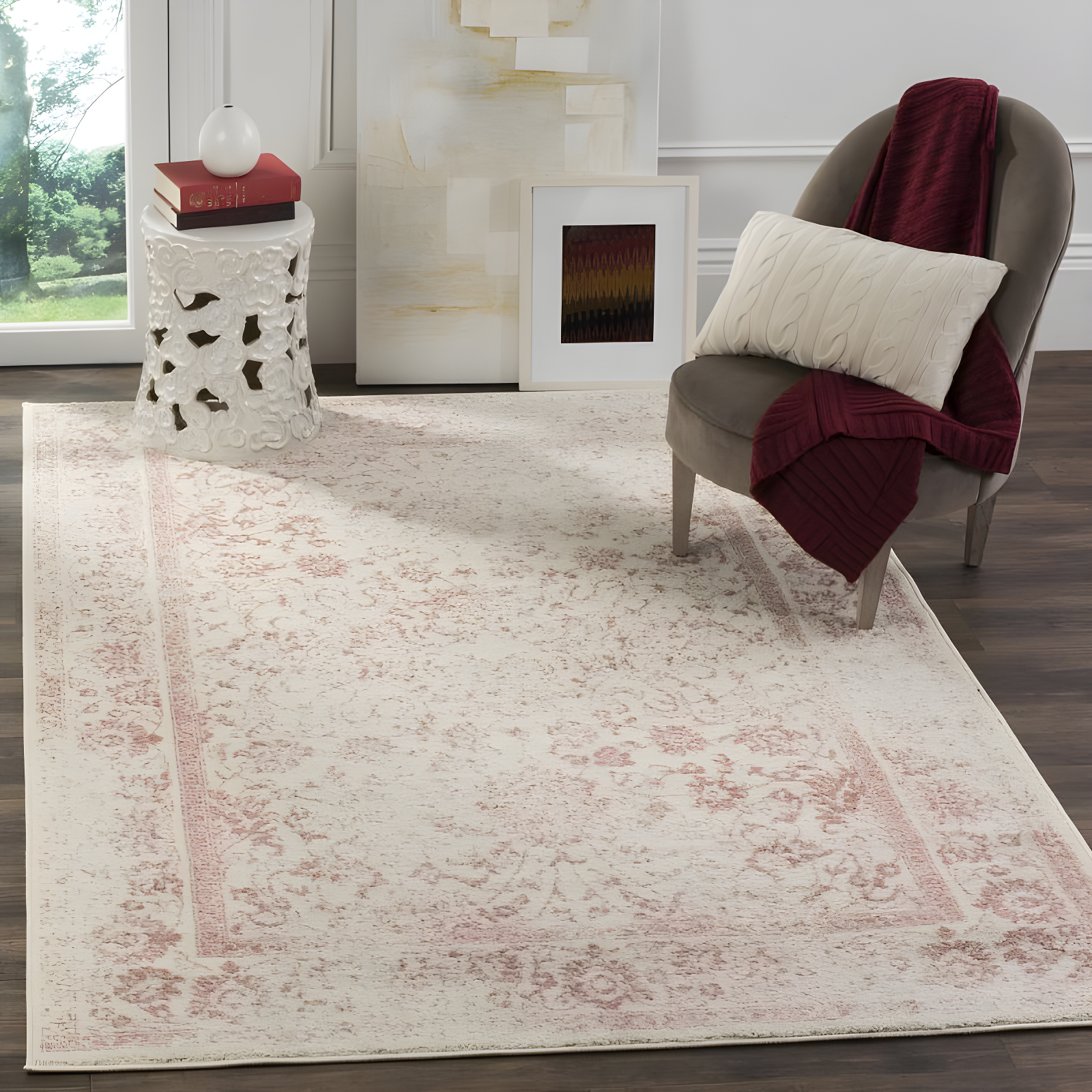 Adirondack ADR109 Machine Made Indoor Area Rug - Ivory/Rose - 6'x9' - Safavieh