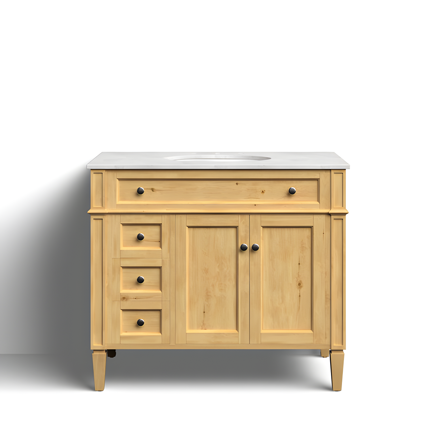 Rukie 40" Free-Standing Single Bathroom Vanity Set with Marble Vanity Top