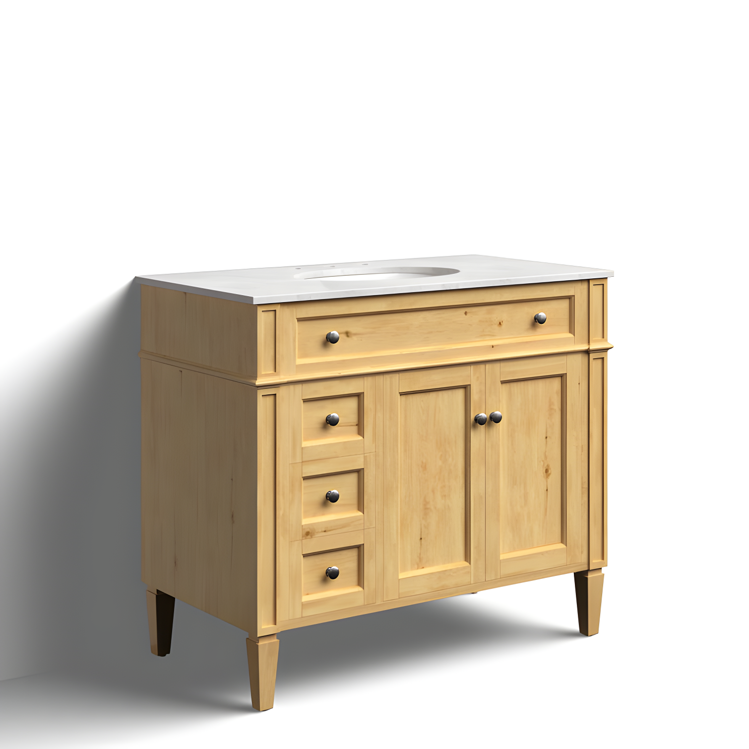 Rukie 40" Free-Standing Single Bathroom Vanity Set with Marble Vanity Top