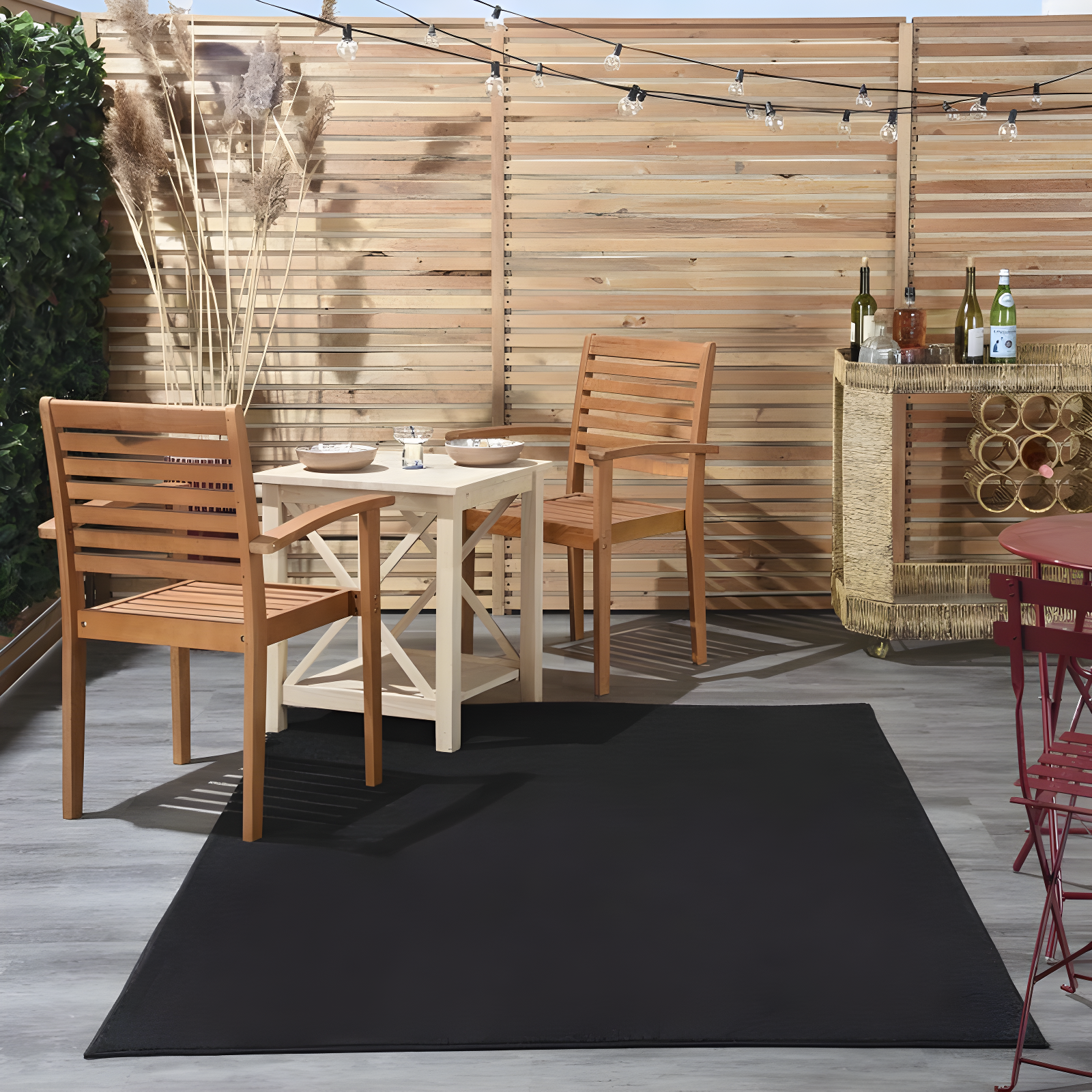 Nourison Essentials Easy Care Indoor Outdoor Area Rug - Black 6' x 9'