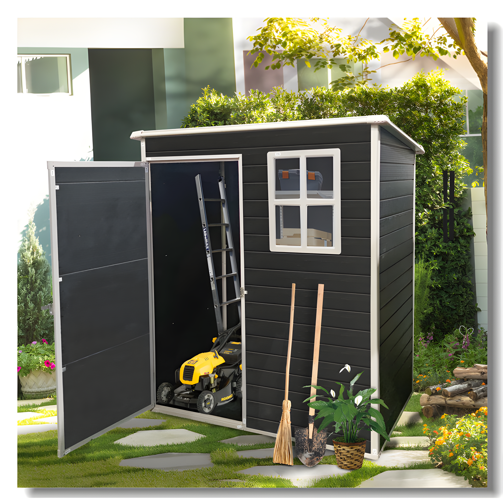 5X3ft Resin Outdoor Storage Shed Kit-Perfect To Store Patio Furniture