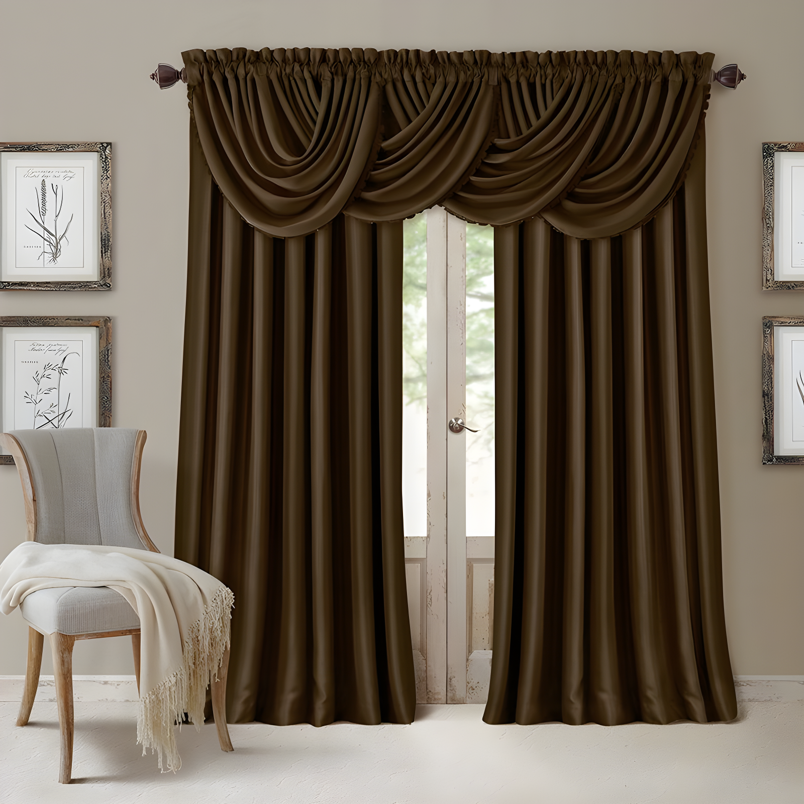 All Seasons Single Blackout Window Curtain Panel - 52" x 108" - Chocolate - Elrene Home Fashions