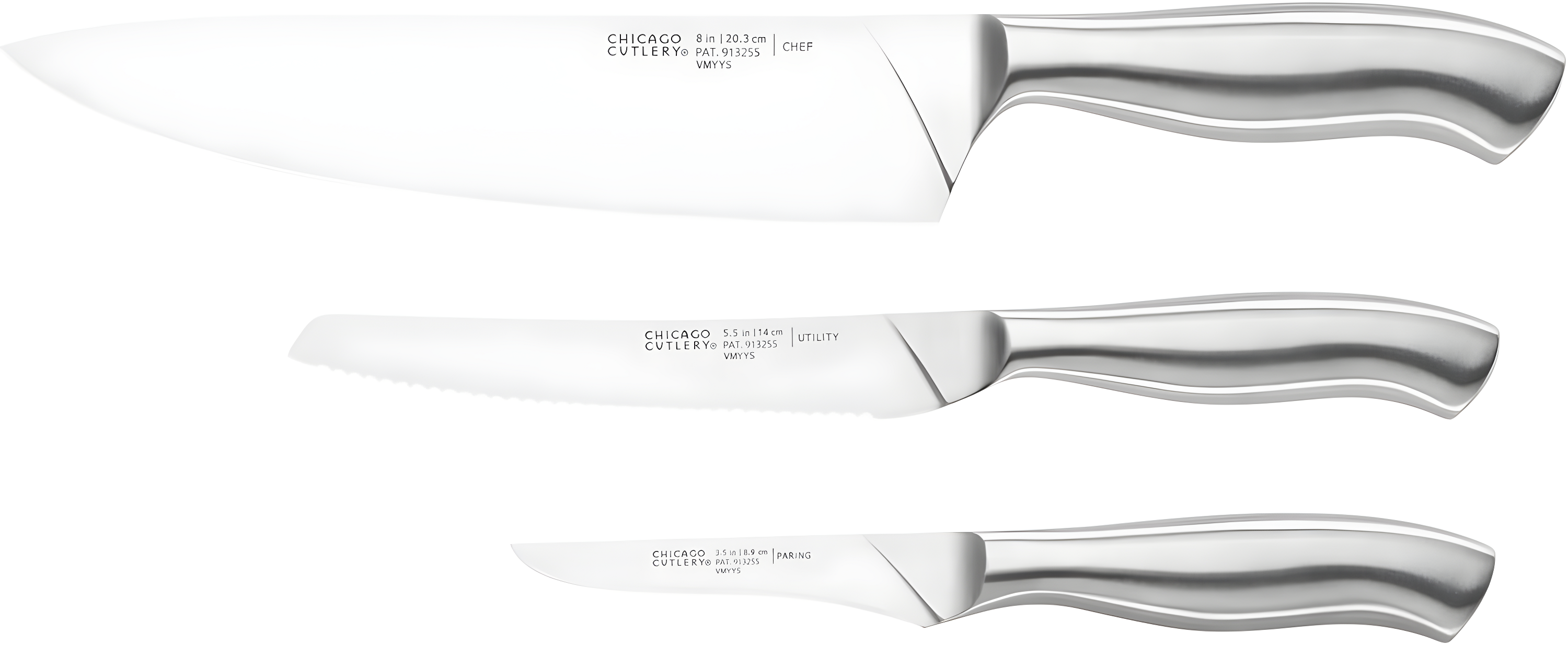 Chicago Cutlery Insignia Steel 3-Piece Stainless Steel Kitchen Knife Set