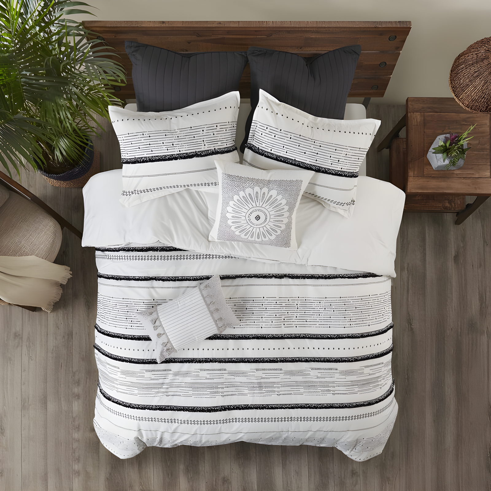INK+IVY Nea Boho 3-Piece Striped Cotton Duvet Set