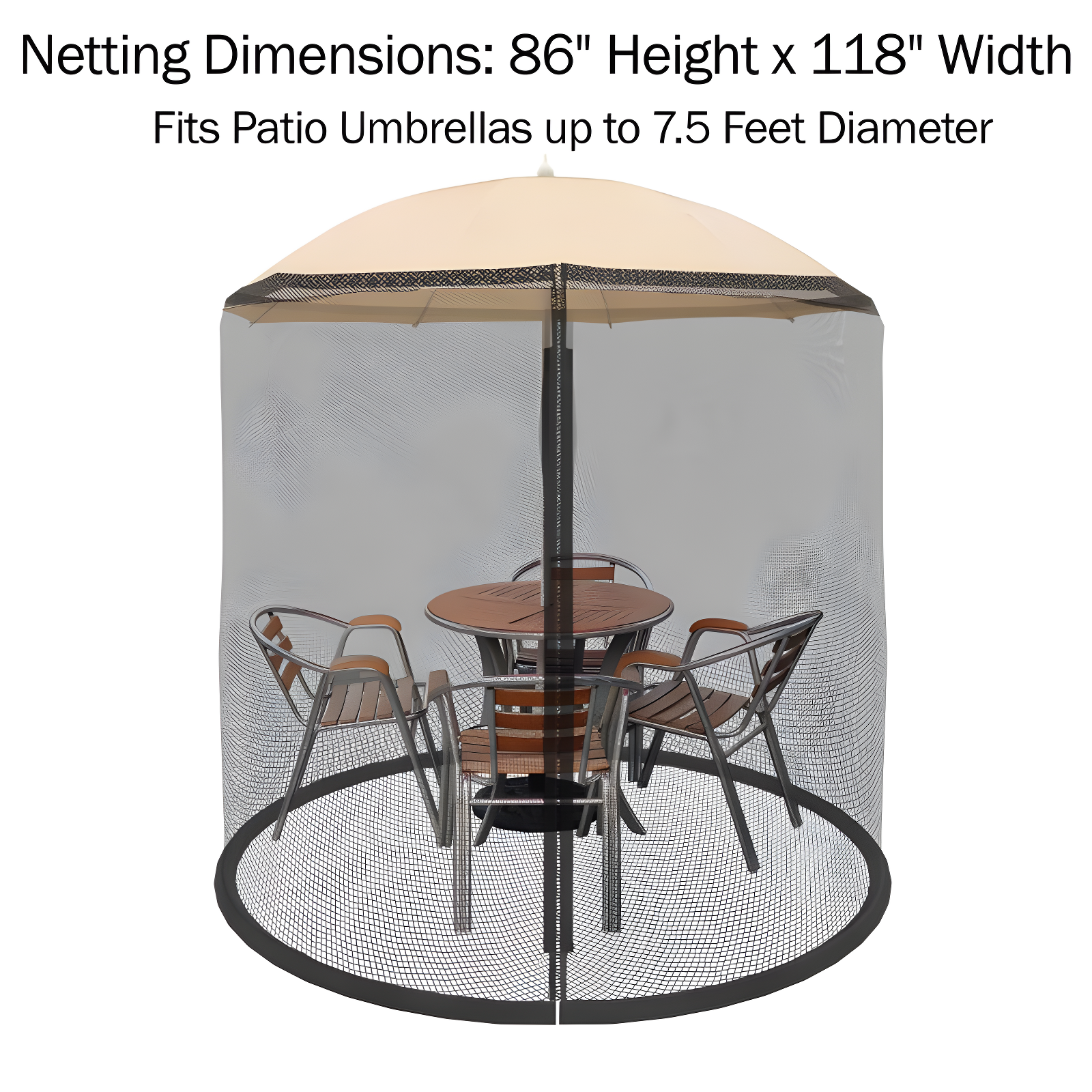 Nature Spring Patio Umbrella Mosquito Netting – Black