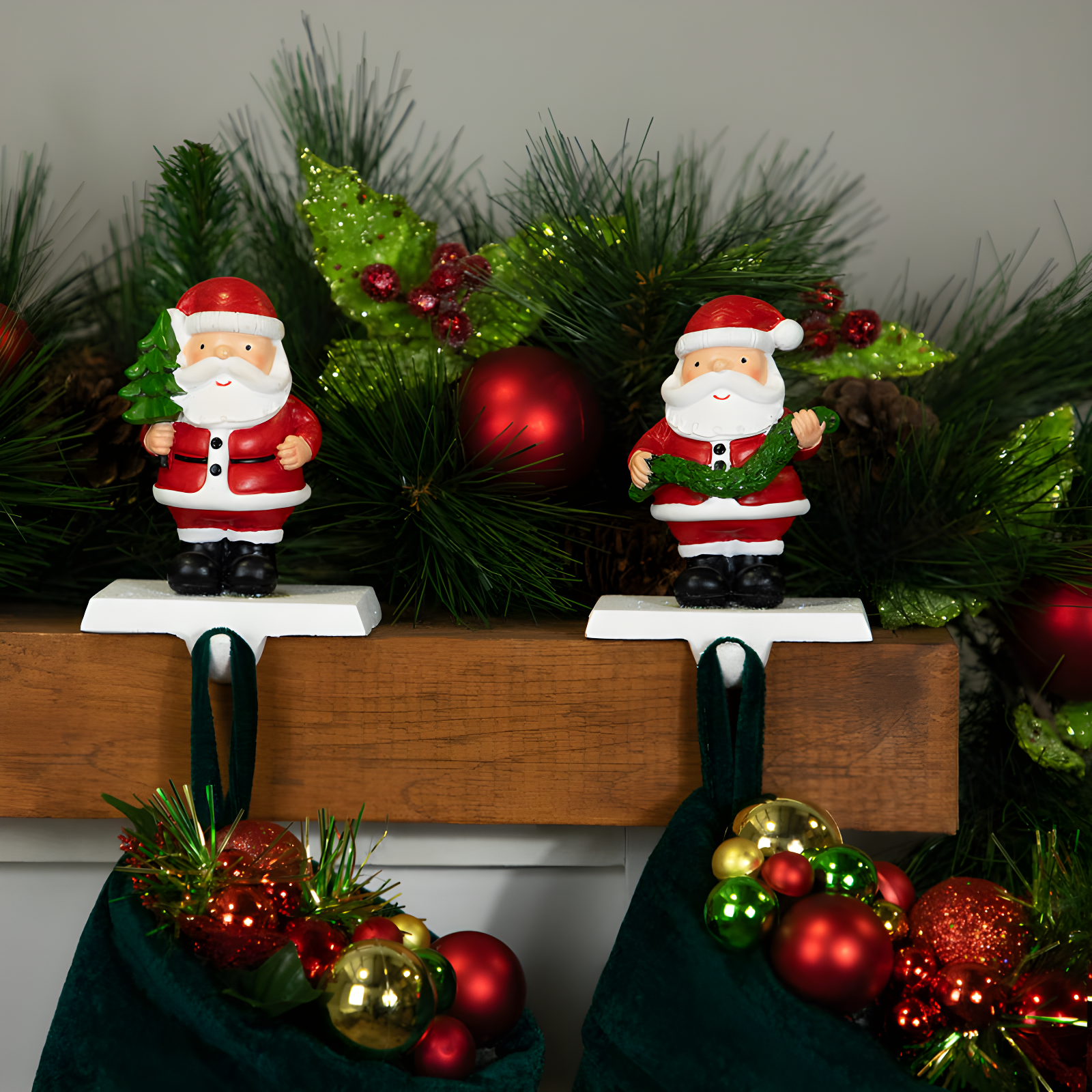 Northlight Seasonal Santa Claus Christmas Stocking Holders - 4.75" - Set Of 2