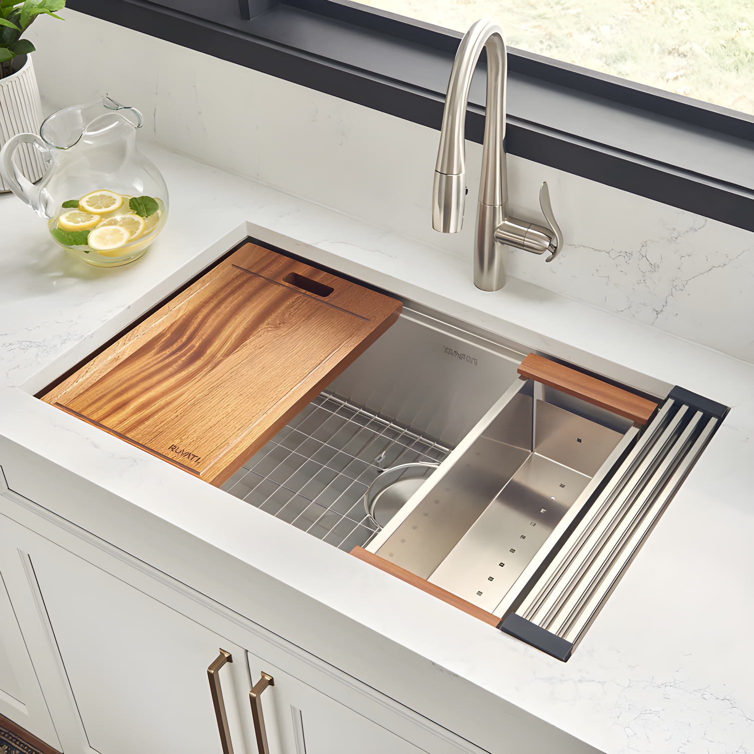 Ruvati Workstation Undermount 16 Gauge Stainless Steel Kitchen Sink Single Bowl