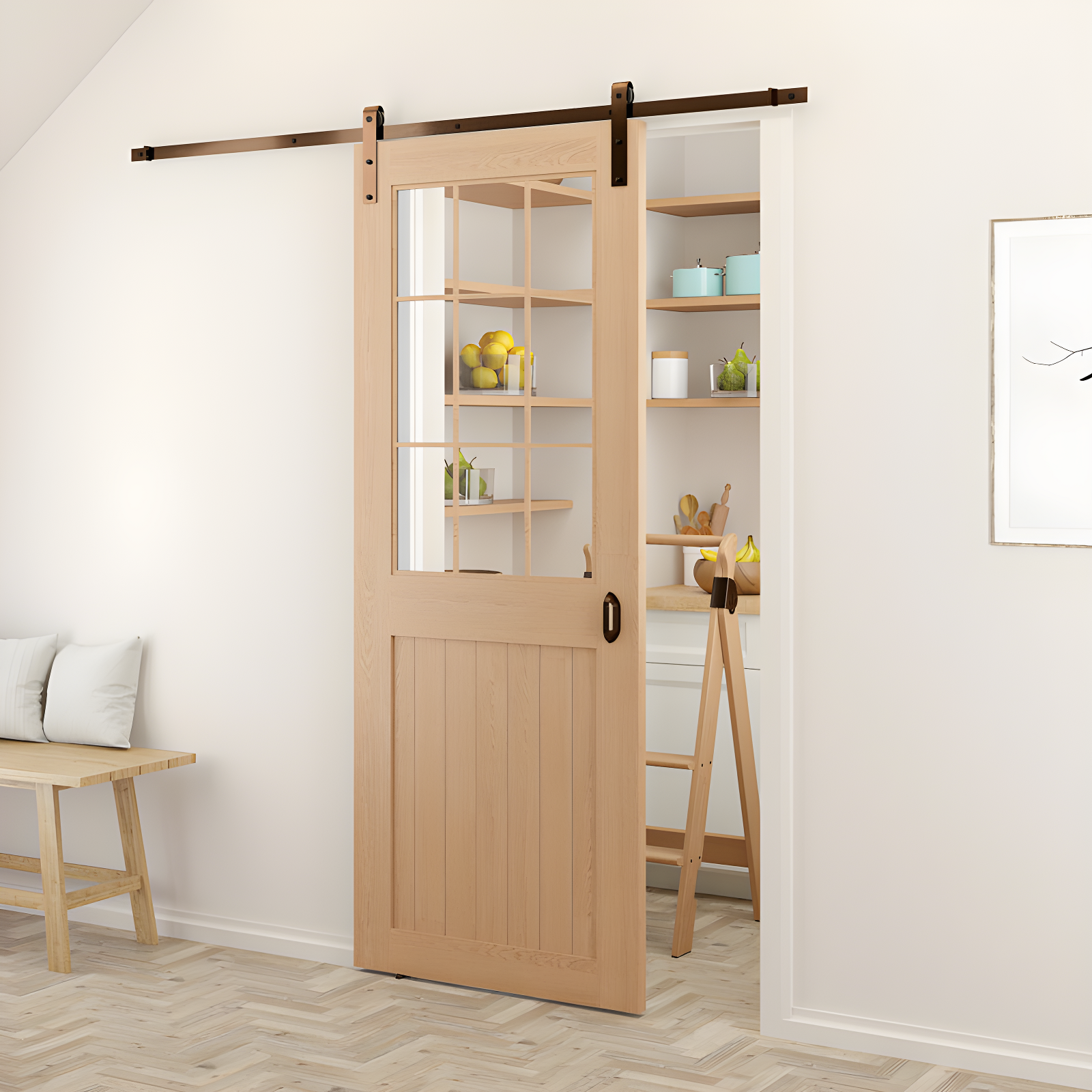 Quiet Glide Soft Close Standard Single Barn Door Hardware Kit (Door Not Included)