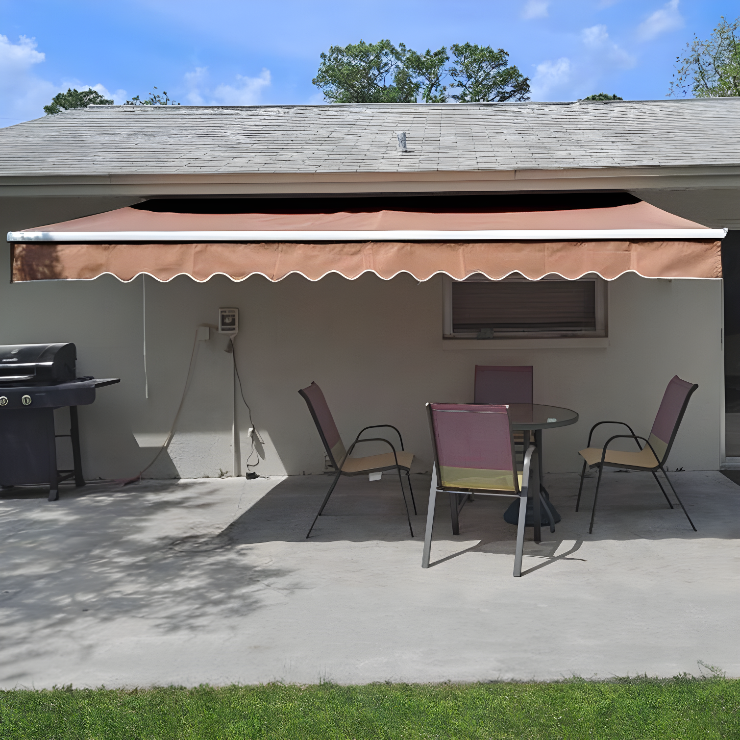Retractable Patio Awning - White Frame