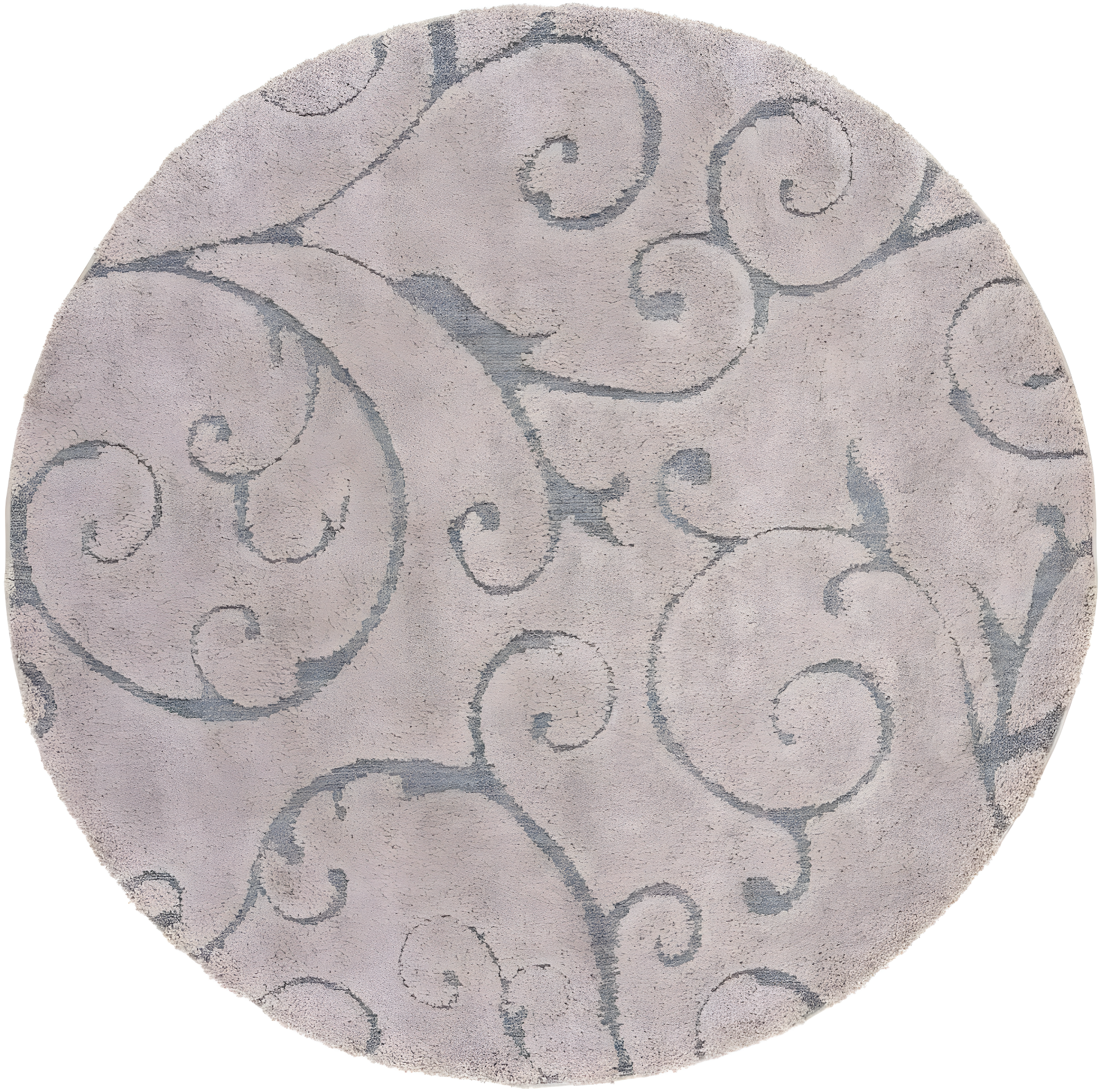 SAFAVIEH Florida Doug Floral Vines Shag Area Rug, Grey/Light Blue, 10' x 10' Round