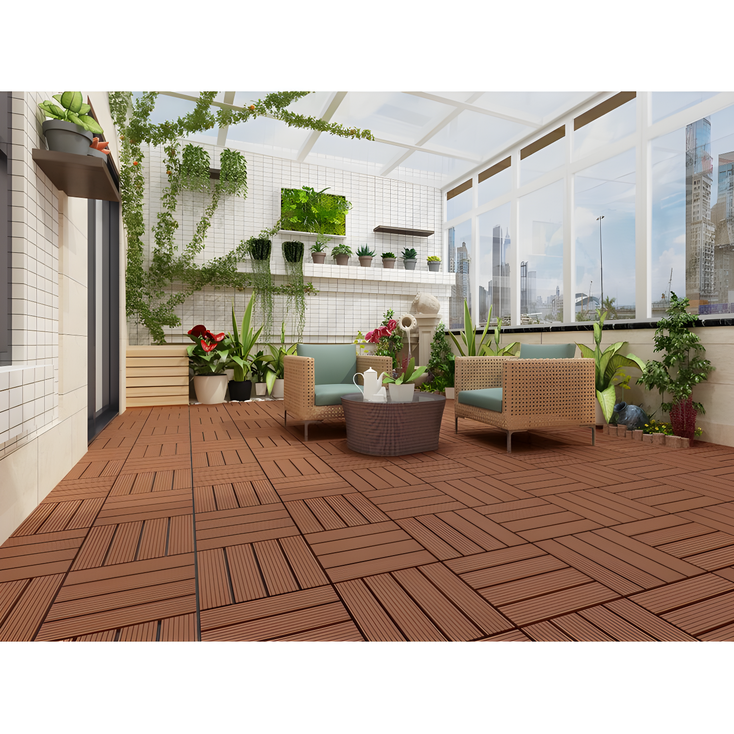 Terrace 12" x 12" Composite Interlocking Deck Tile in Clay