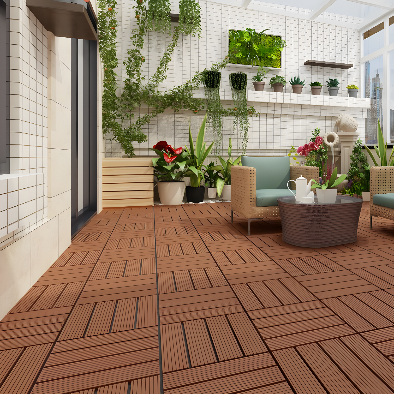 Terrace 12" x 12" Composite Interlocking Deck Tile in Clay