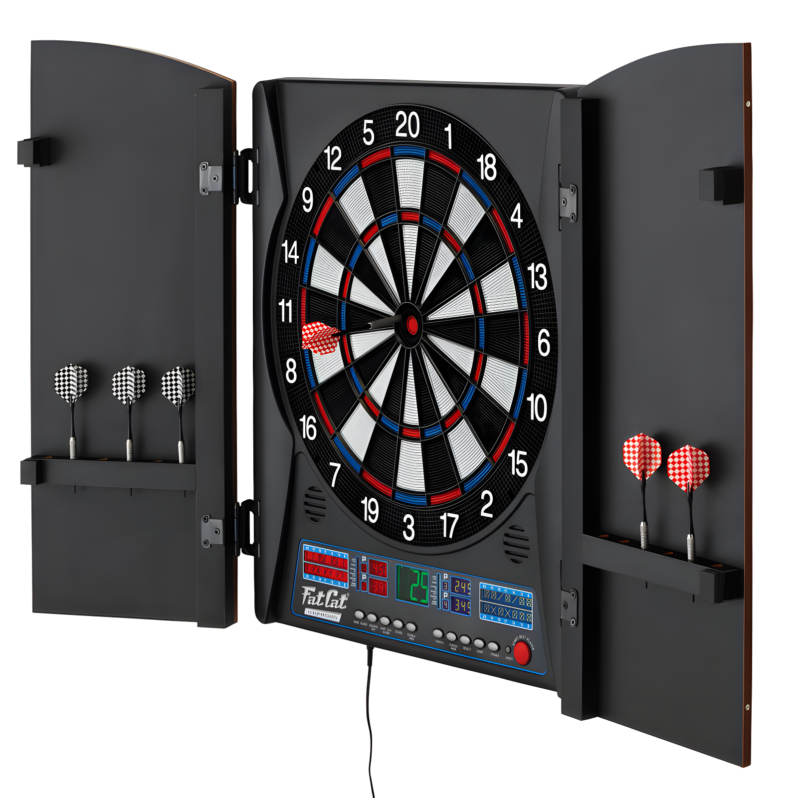 Fat Cat Electronic Dartboard and Cabinet Set with Darts