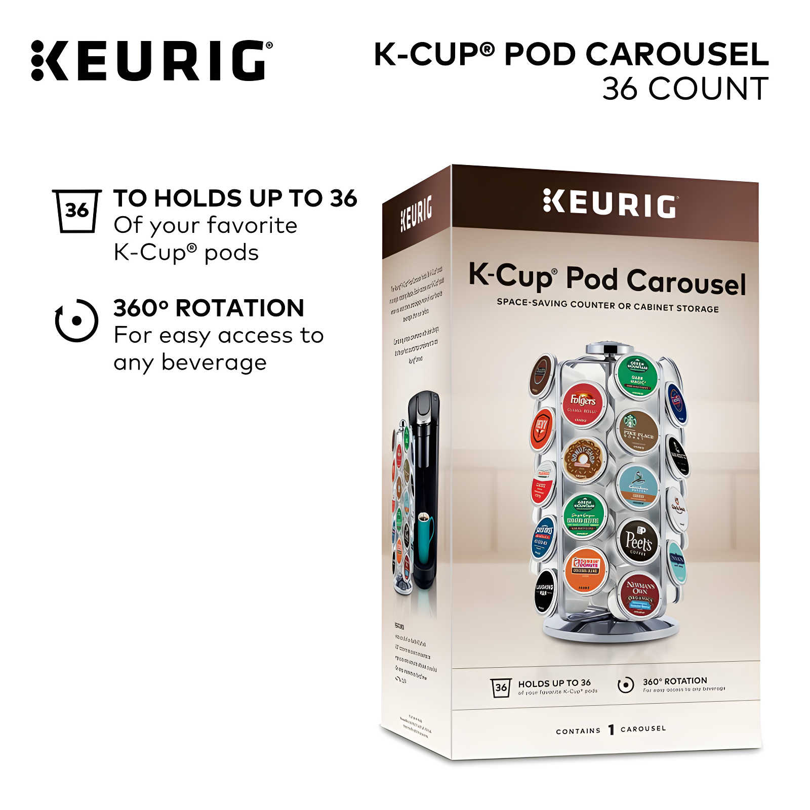 Keurig Keurig Coffee Pod Storage Carousel, Holds 36 K-Cup Pods