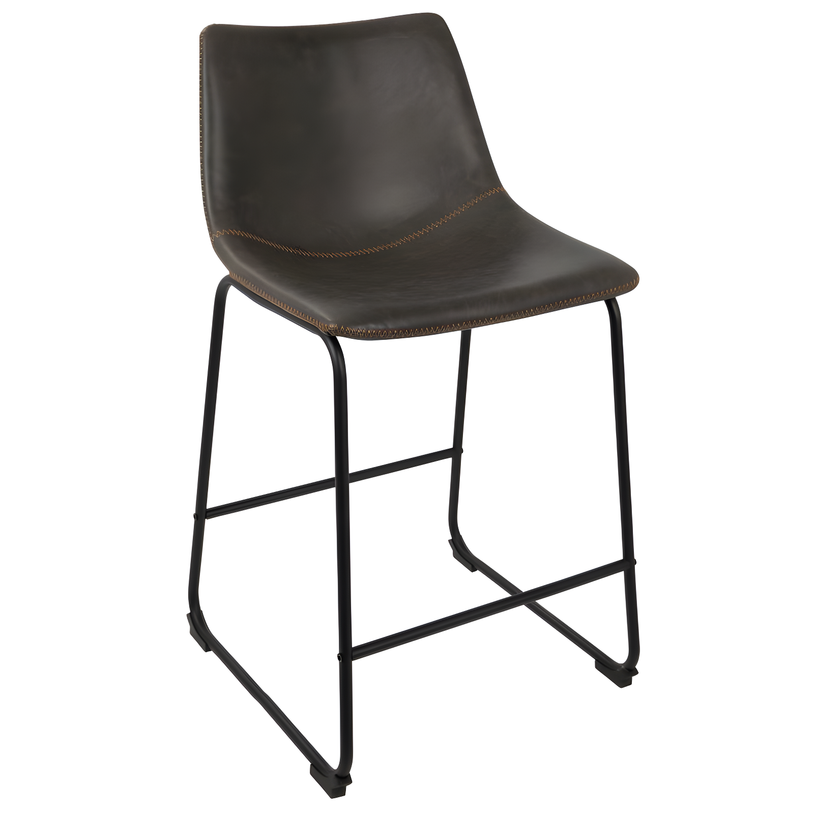 LumiSource Set of 2 26" Duke Industrial Counter Height Barstool Black/Gray: Upholstered, Metal Frame, No Assembly Required