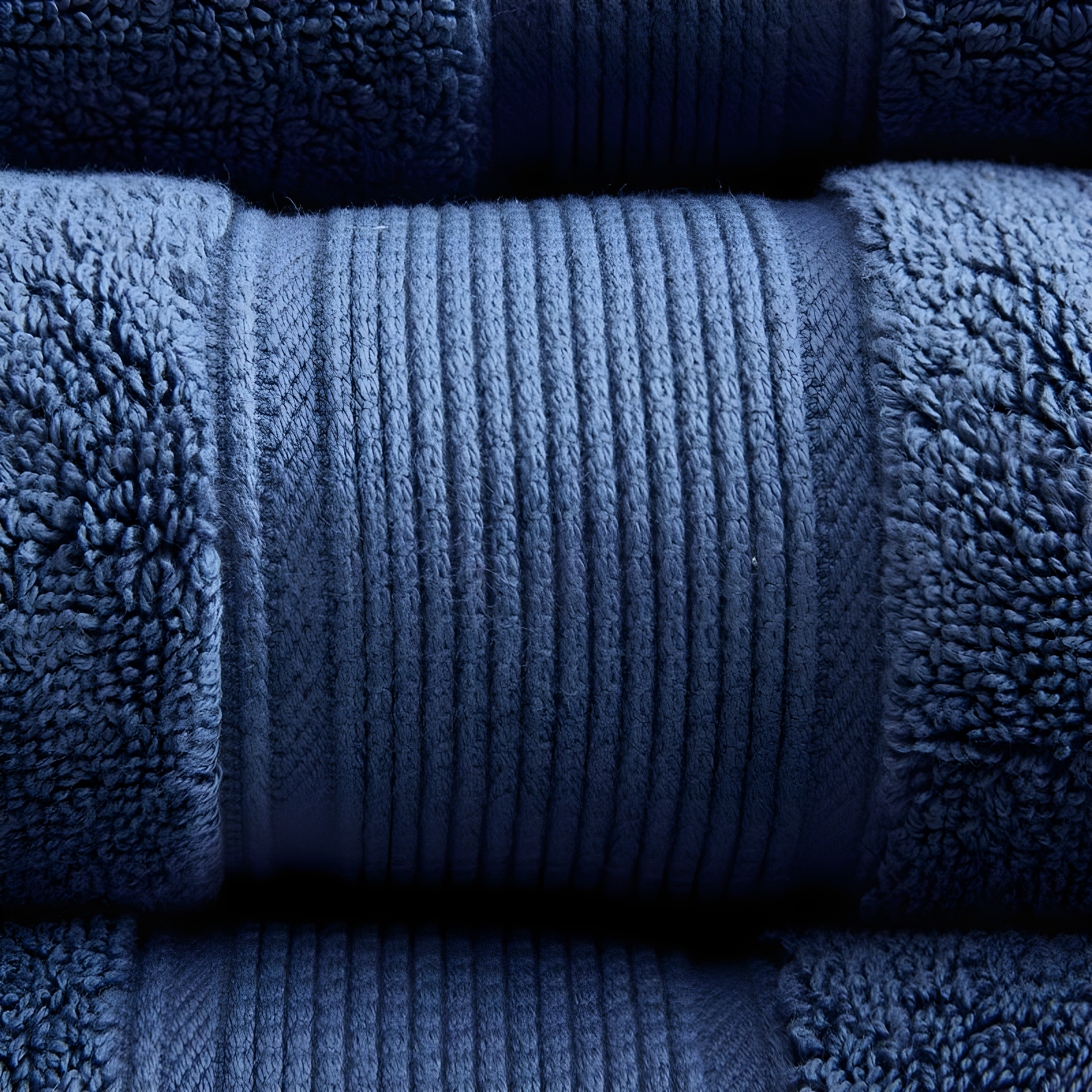 8pc Cotton Bath Towel Set Navy: Madison Park, Heavyweight Terry, OEKO-TEX Certified