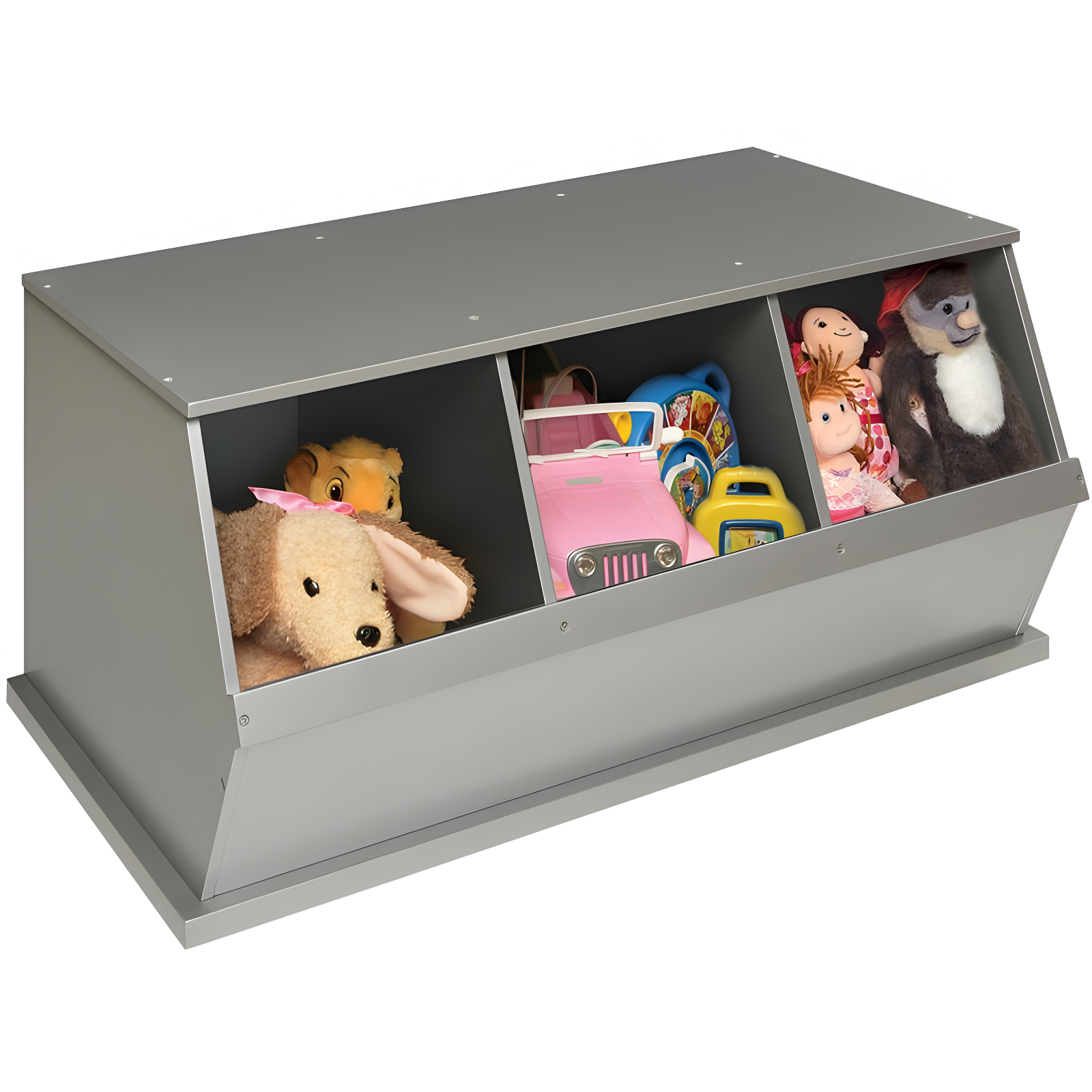Badger Basket Three Bin Stackable Storage Cubby - Silver