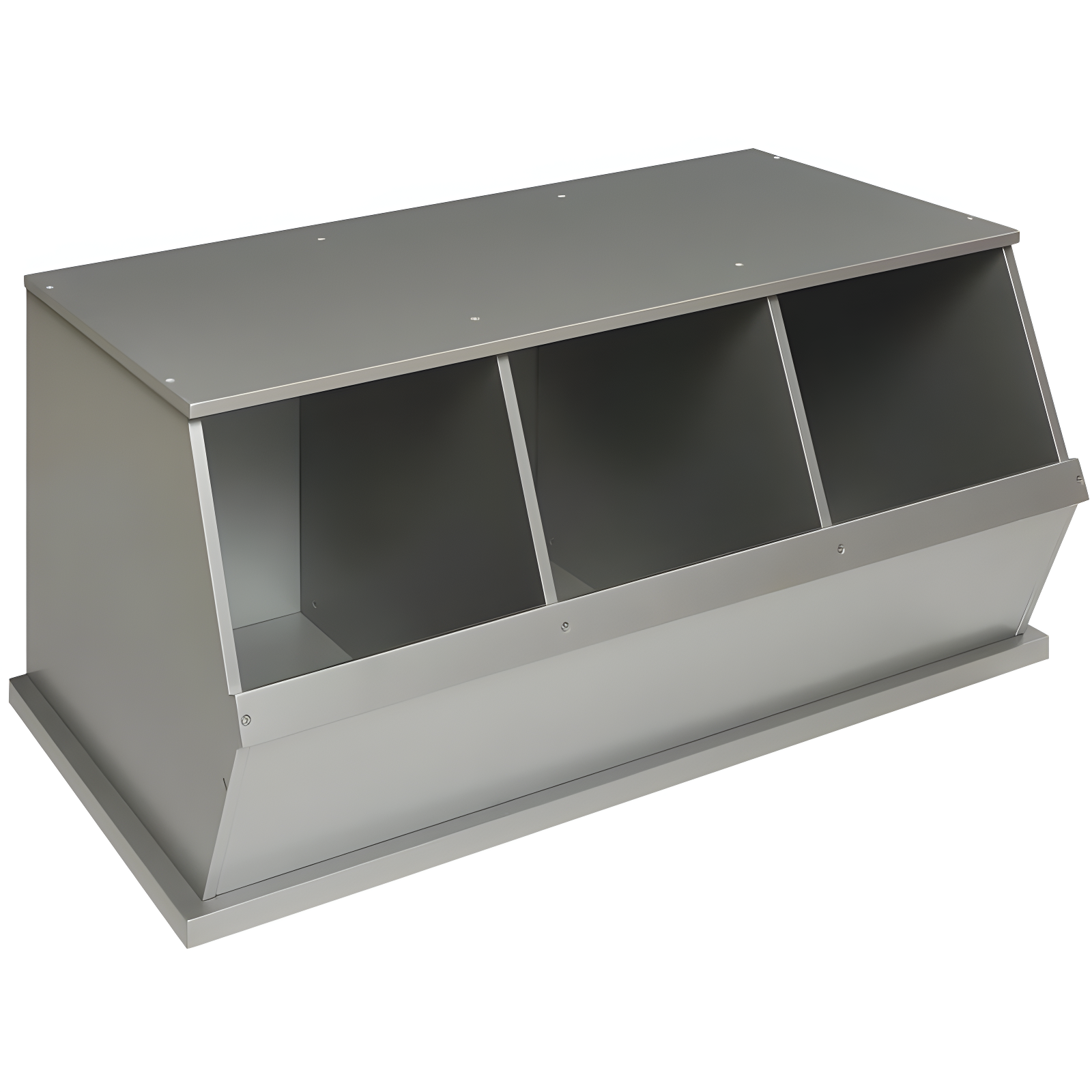 Badger Basket Three Bin Stackable Storage Cubby - Silver