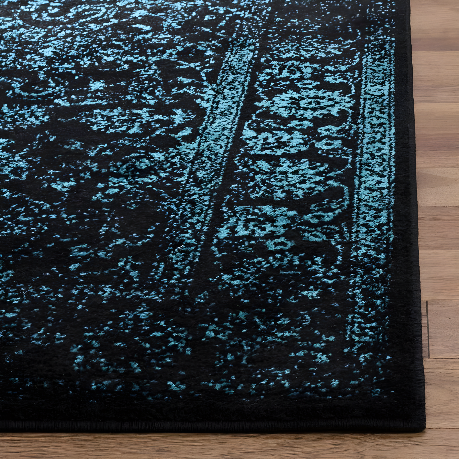 Adirondack ADR109 Machine Made Indoor Area Rug - Black/Teal - 6'x9' - Safavieh