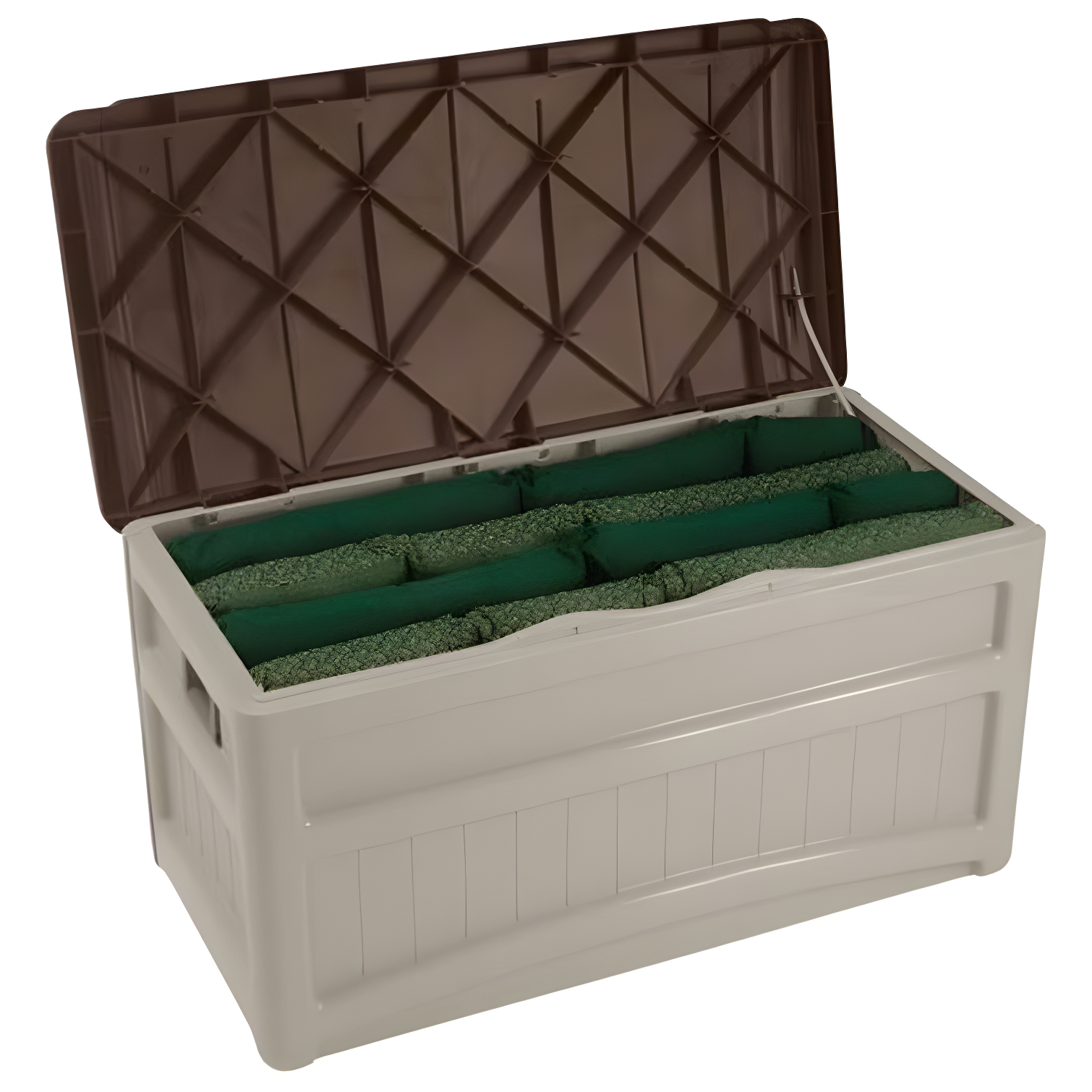 Suncast Suncast 78 Gallon Water Resistant Resin Deck Box with Wheels in Light Taupe/Mocha