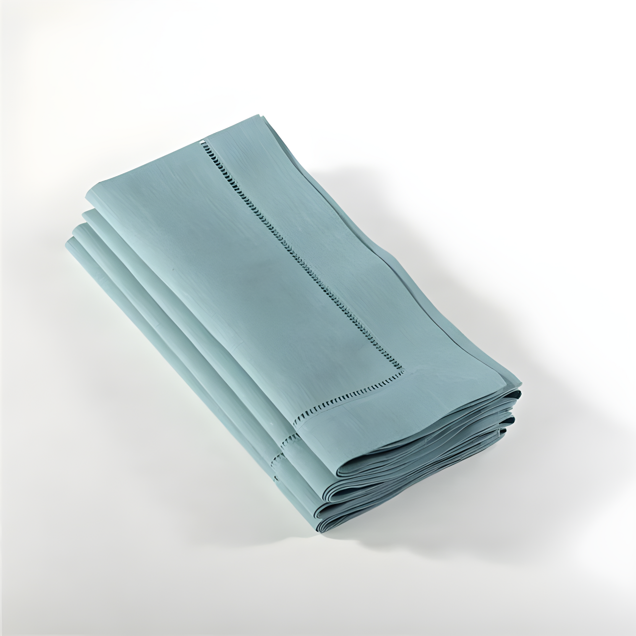 Hemstitched Dinner Napkins Sea Green (Set of 4): Saro Lifestyle, Machine Washable, Linen Blend