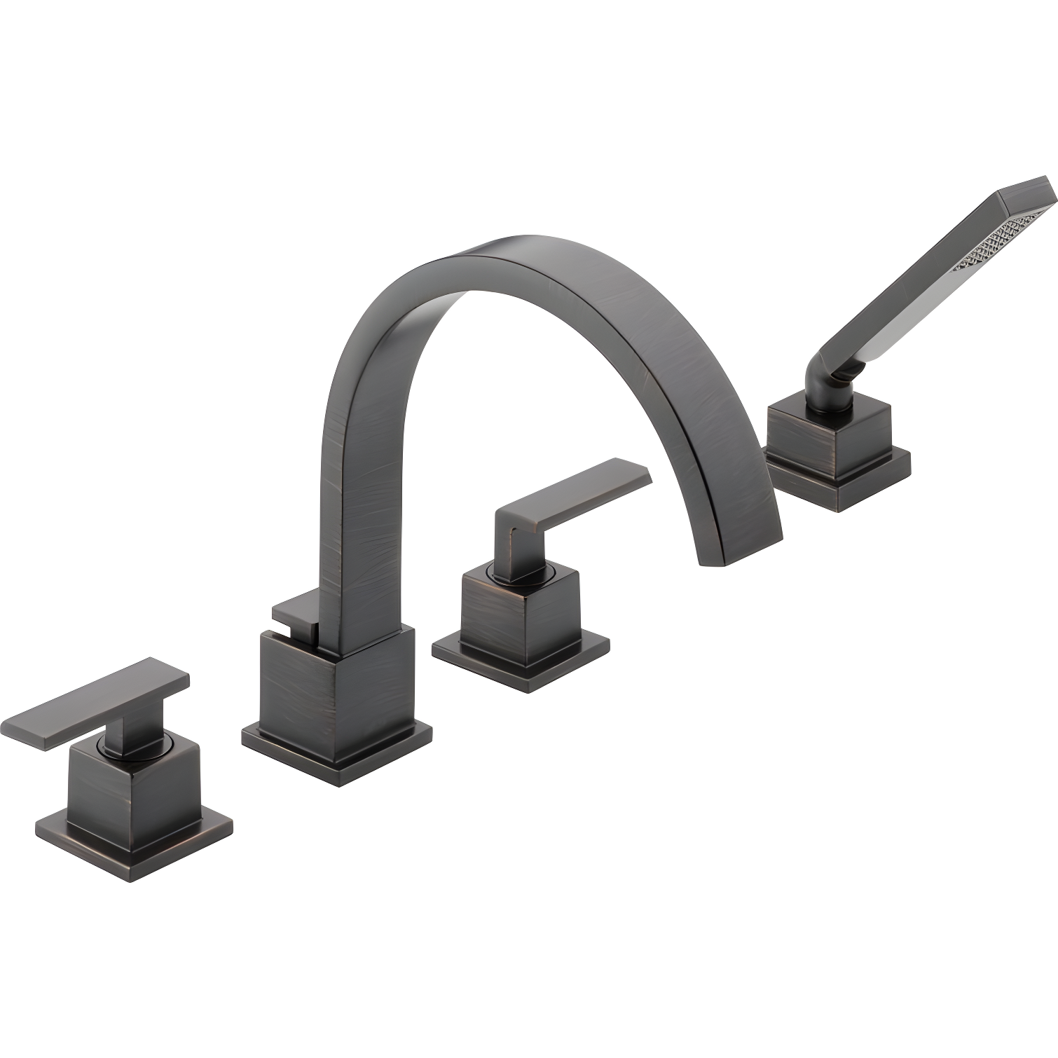 Vero Double Handle Deck Mounted Roman Tub Faucet with Handshower