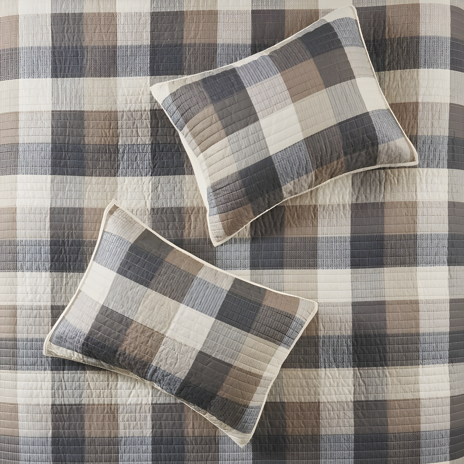 Madison Park Ridge 6 Piece Printed Herringbone Quilt Set with Throw Pillows