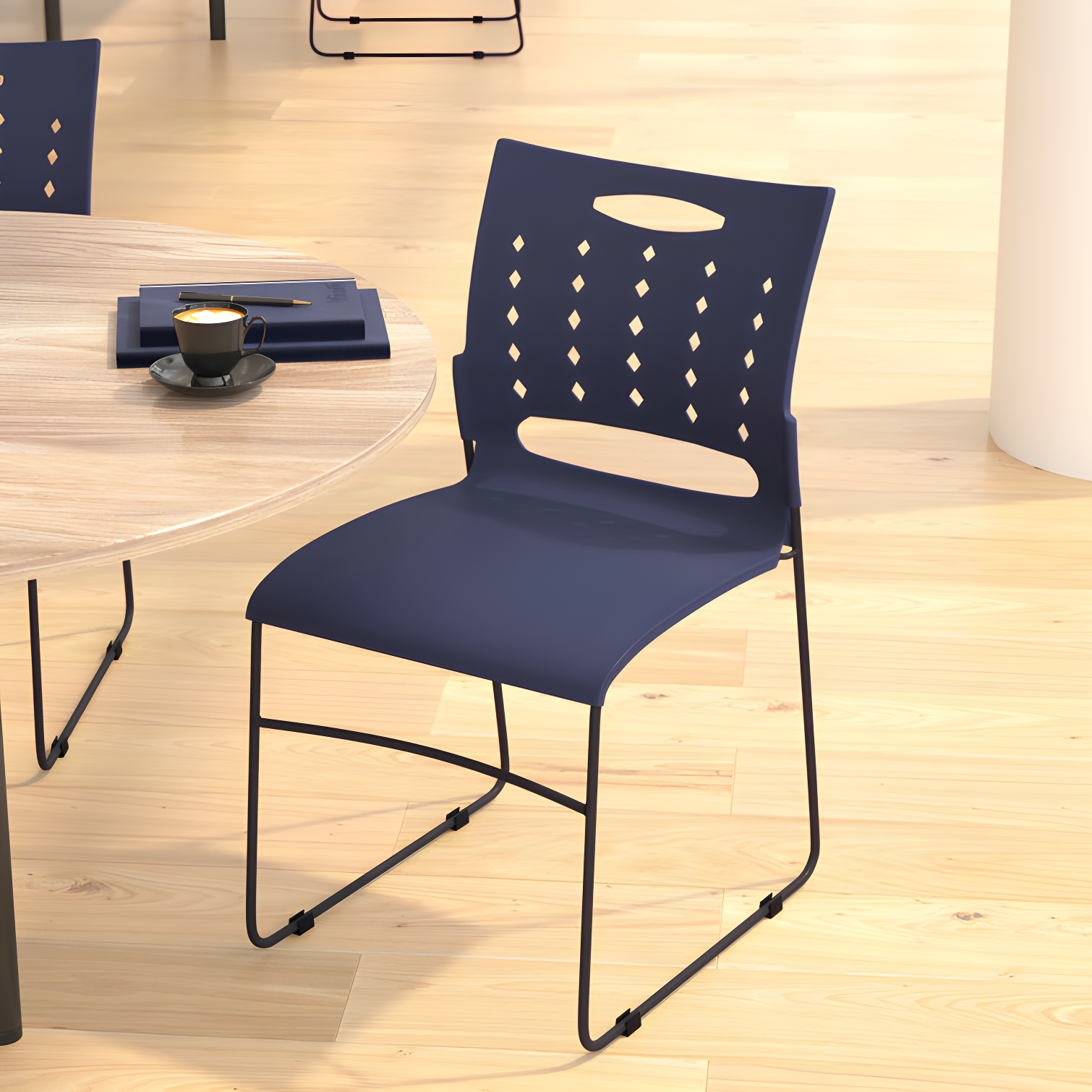 Flash Furniture 881 lb. Capacity Sled Base Stack Chair with Carry Handle and Air-Vent Back