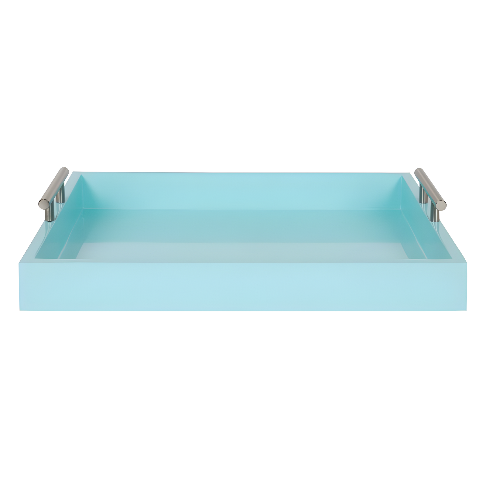 Kate and Laurel Lipton Tray, 16.5x12.25, Light Teal and Silver