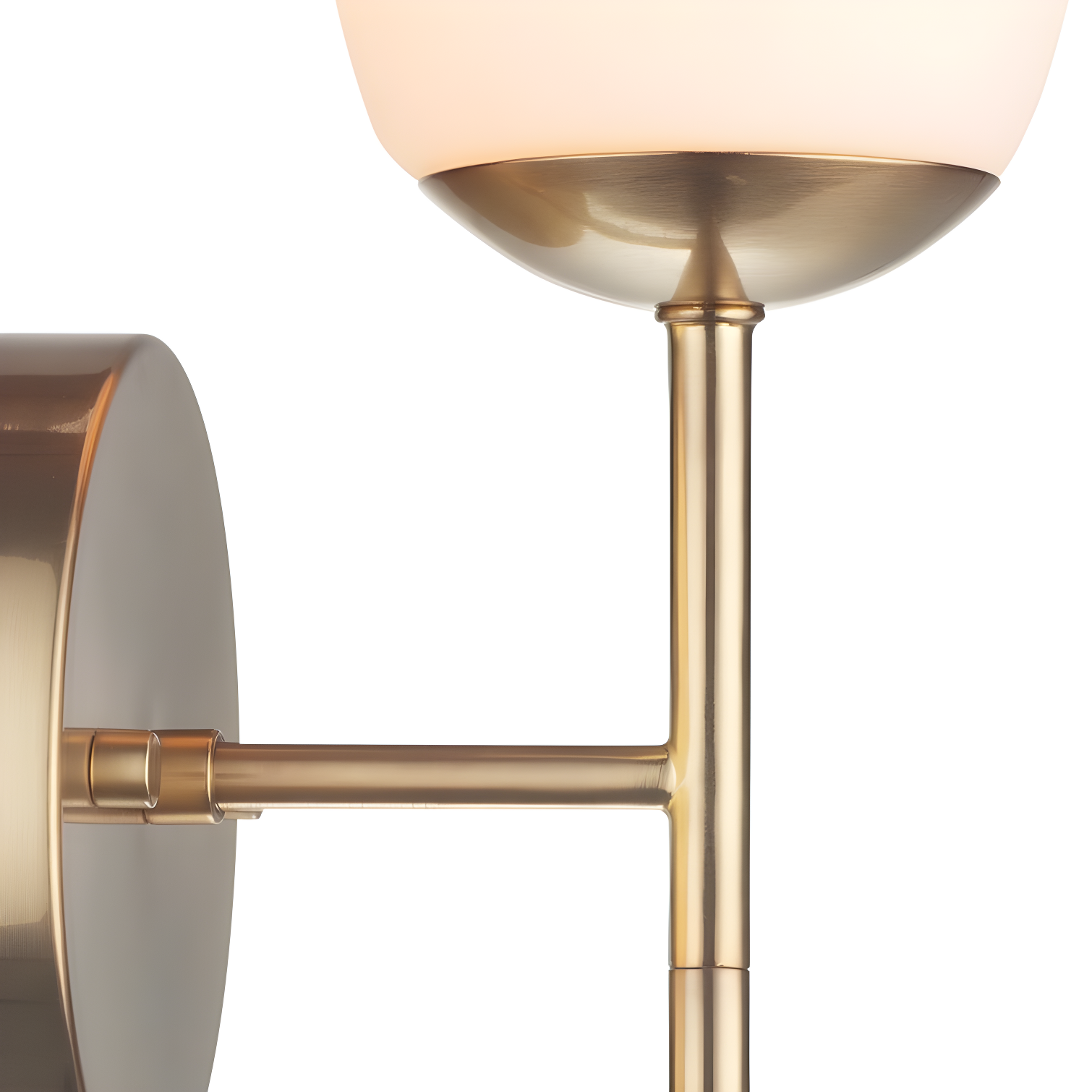 1-Light Matte Brass Plug-In or Hardwire Wall Sconce with Opal Glass Shade