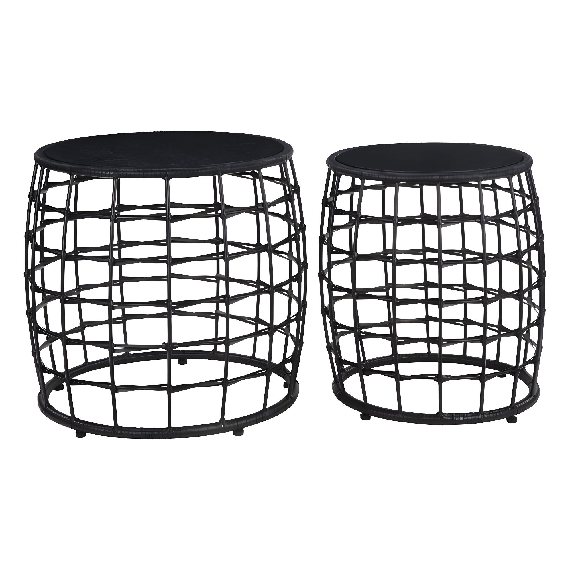 Cambria Drum Nesting Tables-2 Piece set-in Engineered Wood Black