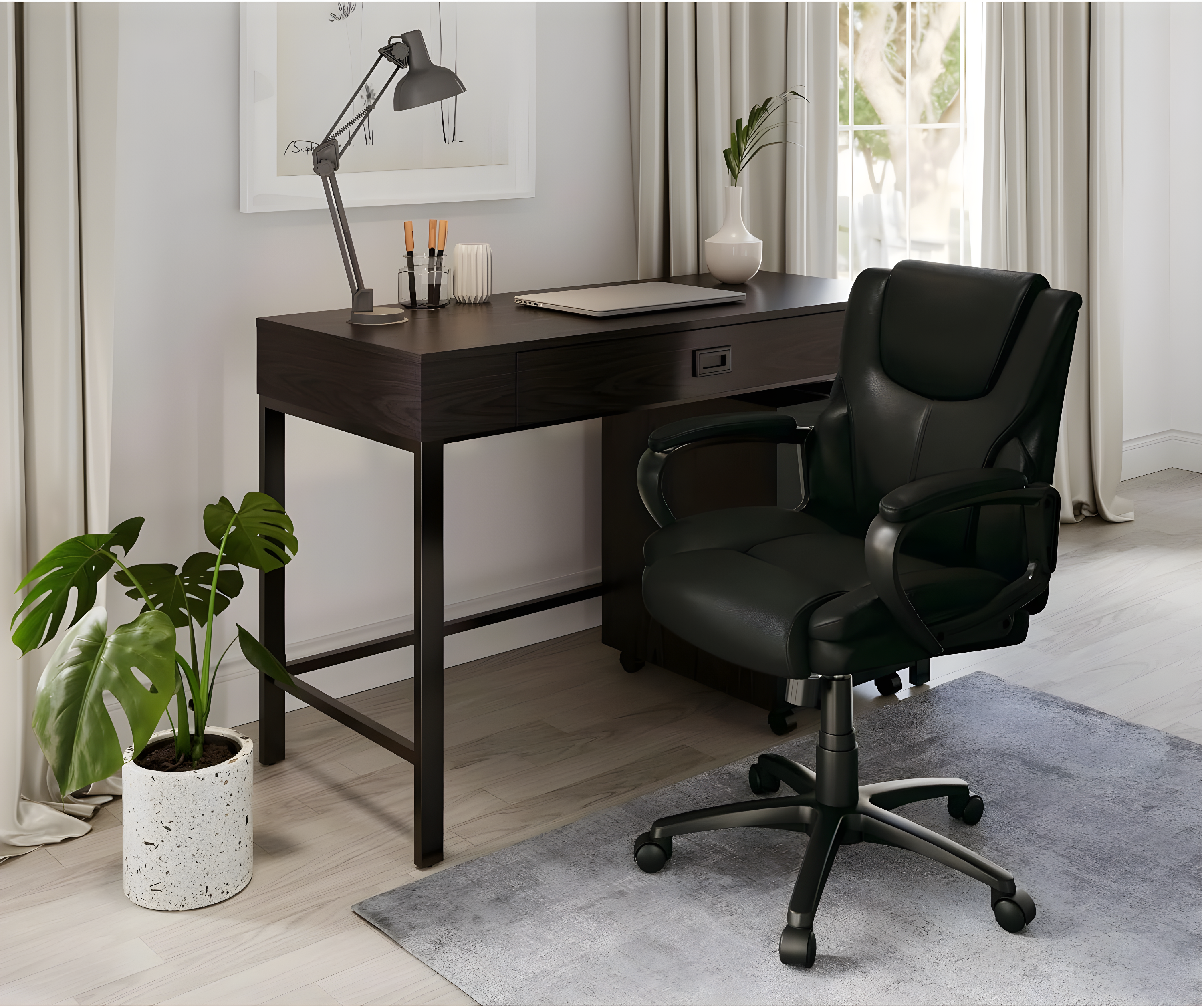 ® Mayhart Vinyl Mid-Back Chair, Black