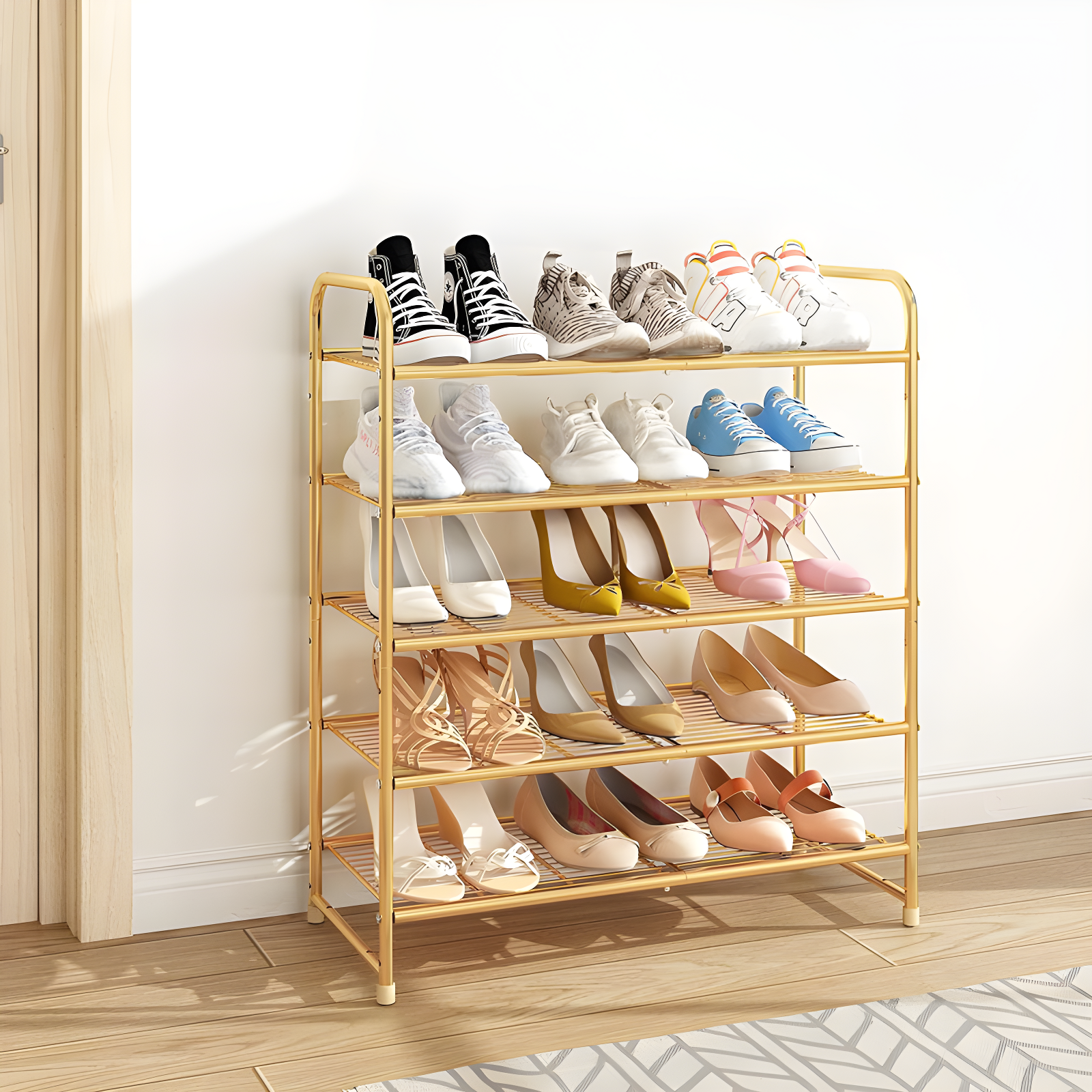 Rebrilliant 5-Tier Stackable Shoe Rack, Expandable & Adjustable Shoe Organizer Storage Shelf