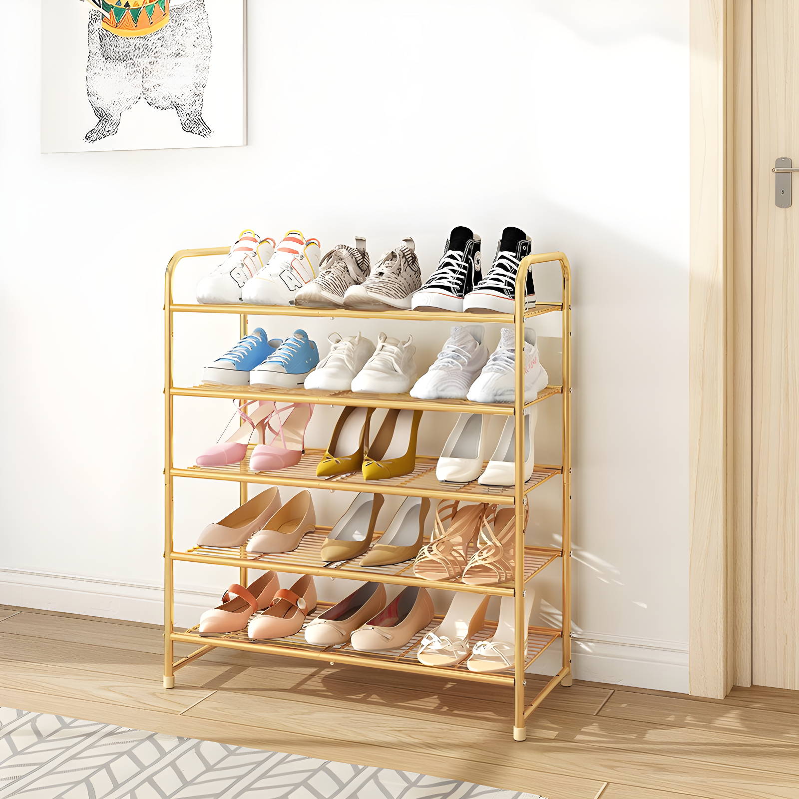 Rebrilliant 5-Tier Stackable Shoe Rack, Expandable & Adjustable Shoe Organizer Storage Shelf