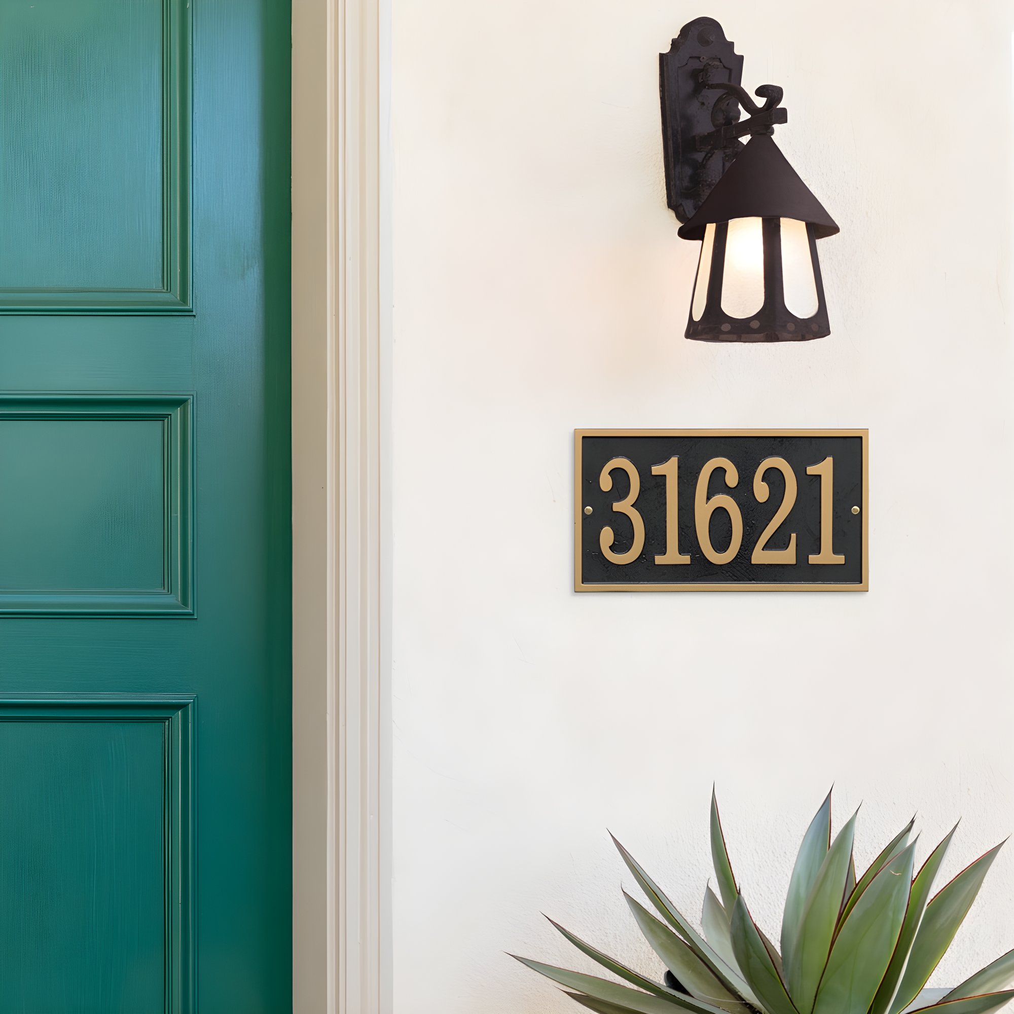 Fast Easy Black and Gold Metal House Numbers Plaque