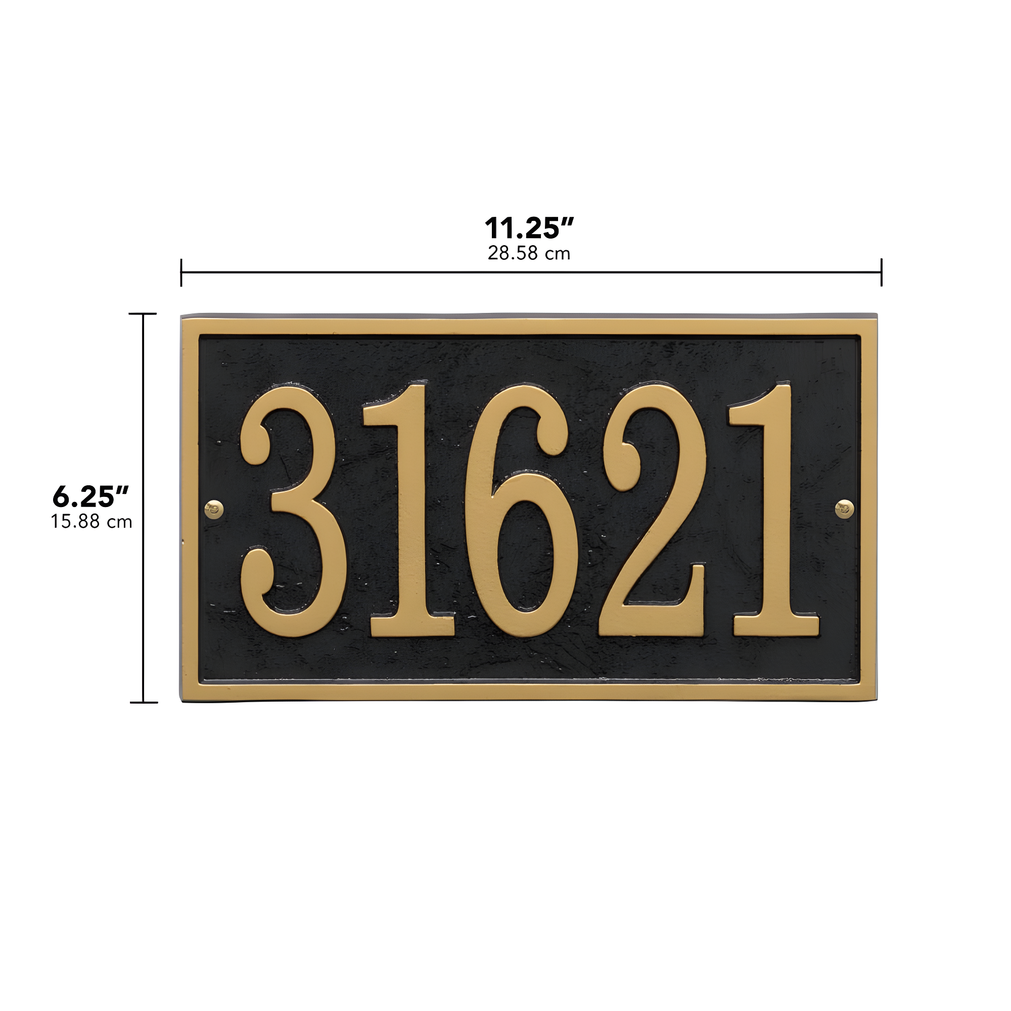 Fast Easy Black and Gold Metal House Numbers Plaque