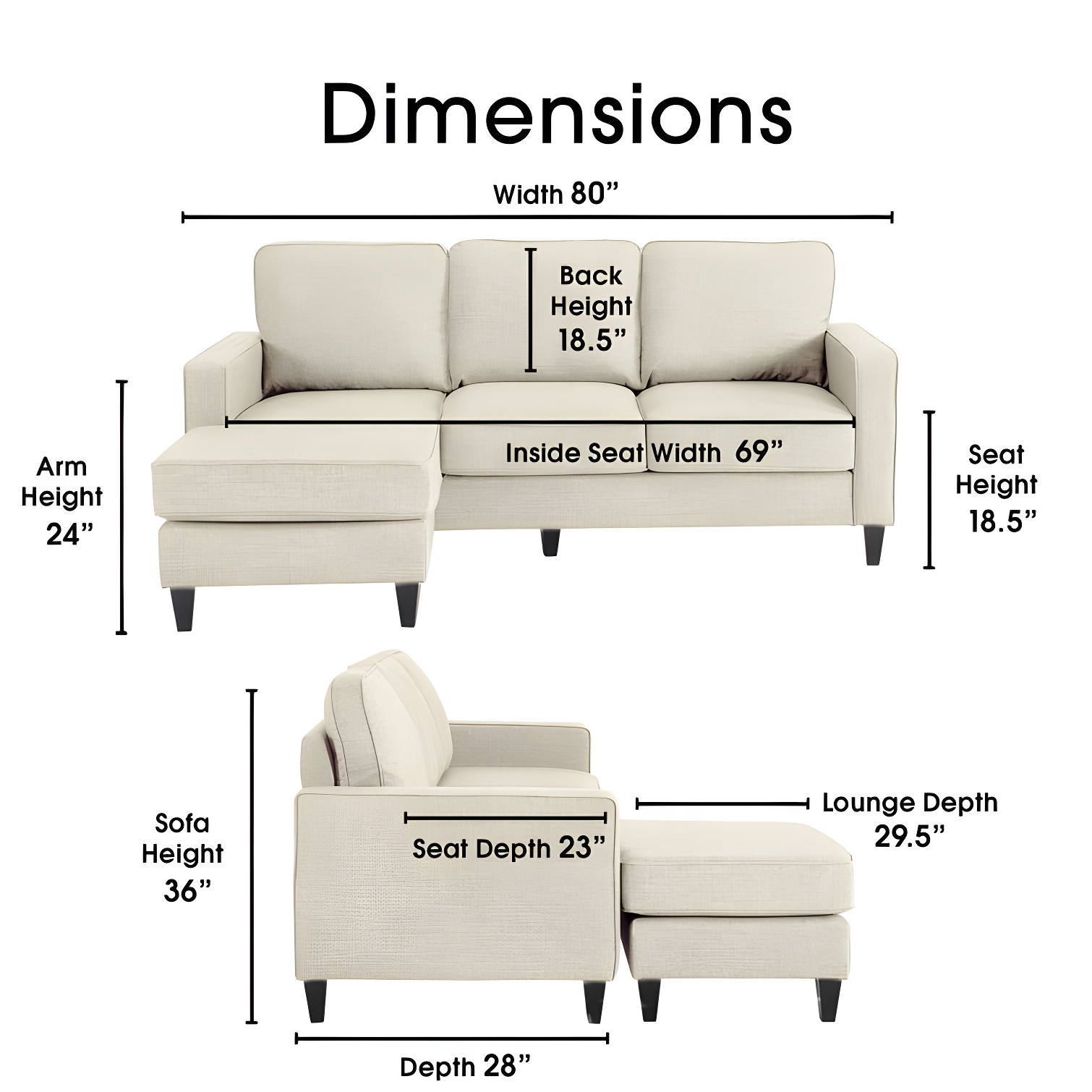 Serta Harmon Upholstered Reversible Sectional Sofa and Chaise