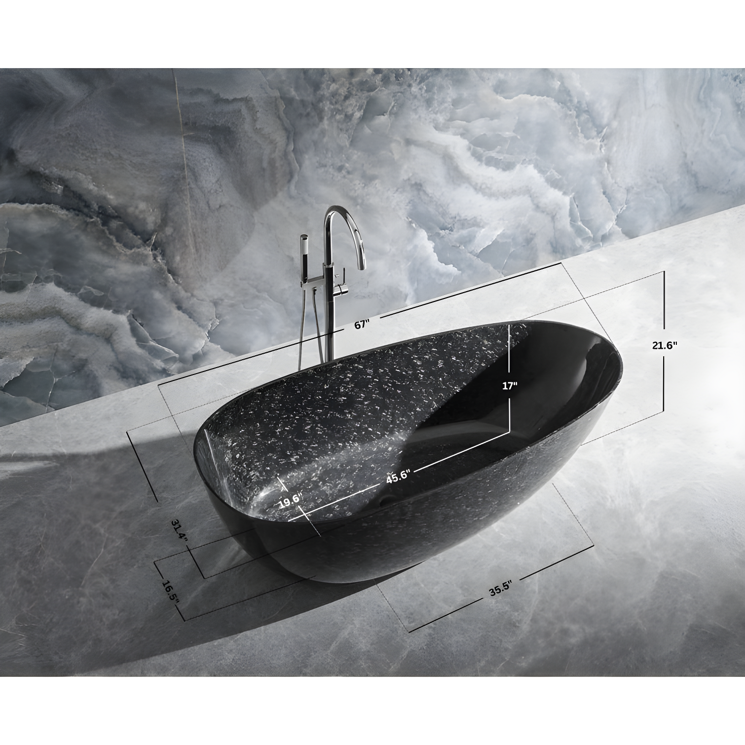 Anjuna 67'' x 31.4'' Freestanding Soaking Fiberglass Bathtub