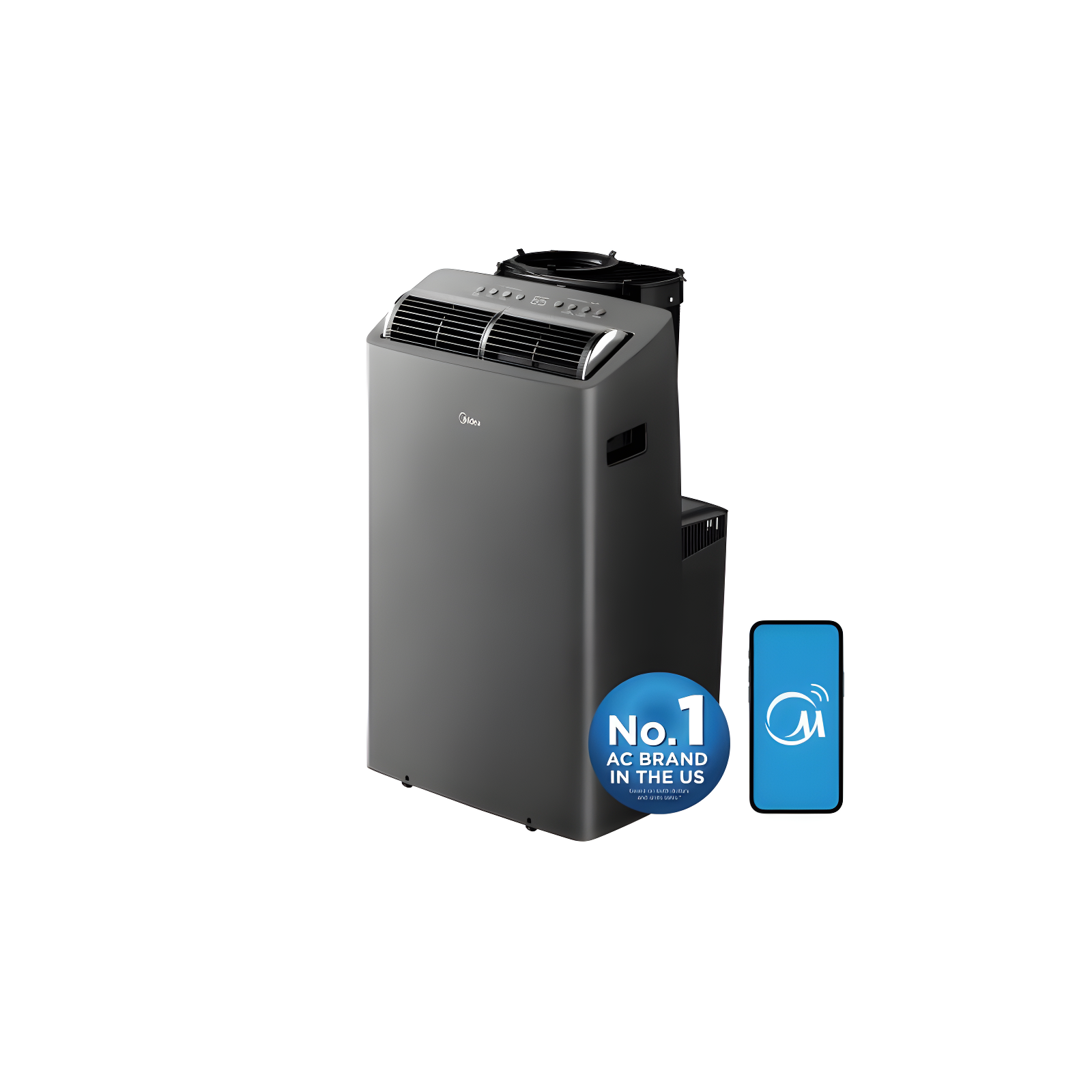 Midea DUO 10,000 BTU SACC Smart Inverter Portable Air Conditioner, Grey