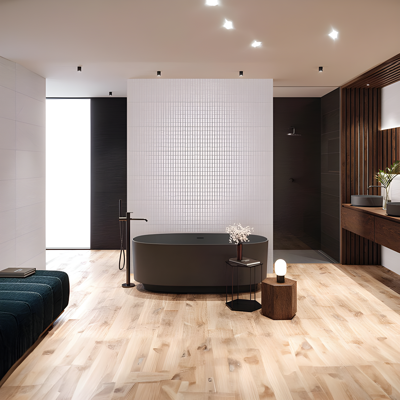 Apollo Tile Imprint 12" x 35" Ceramic Marble Look Wall & Floor Tile (Set of 4)