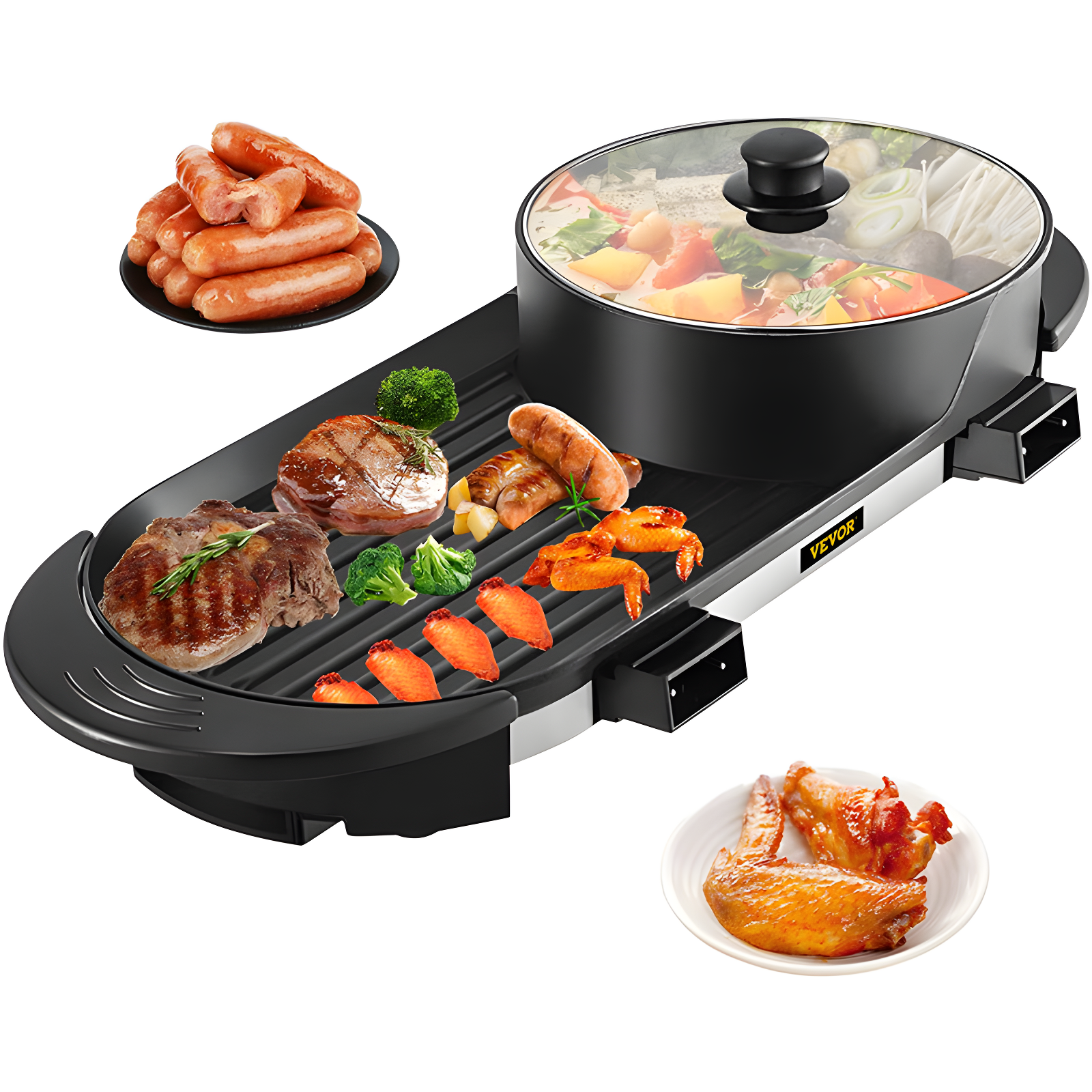 VEVOR VEVOR 2 in 1 BBQ Grill and Hot Pot with Divider